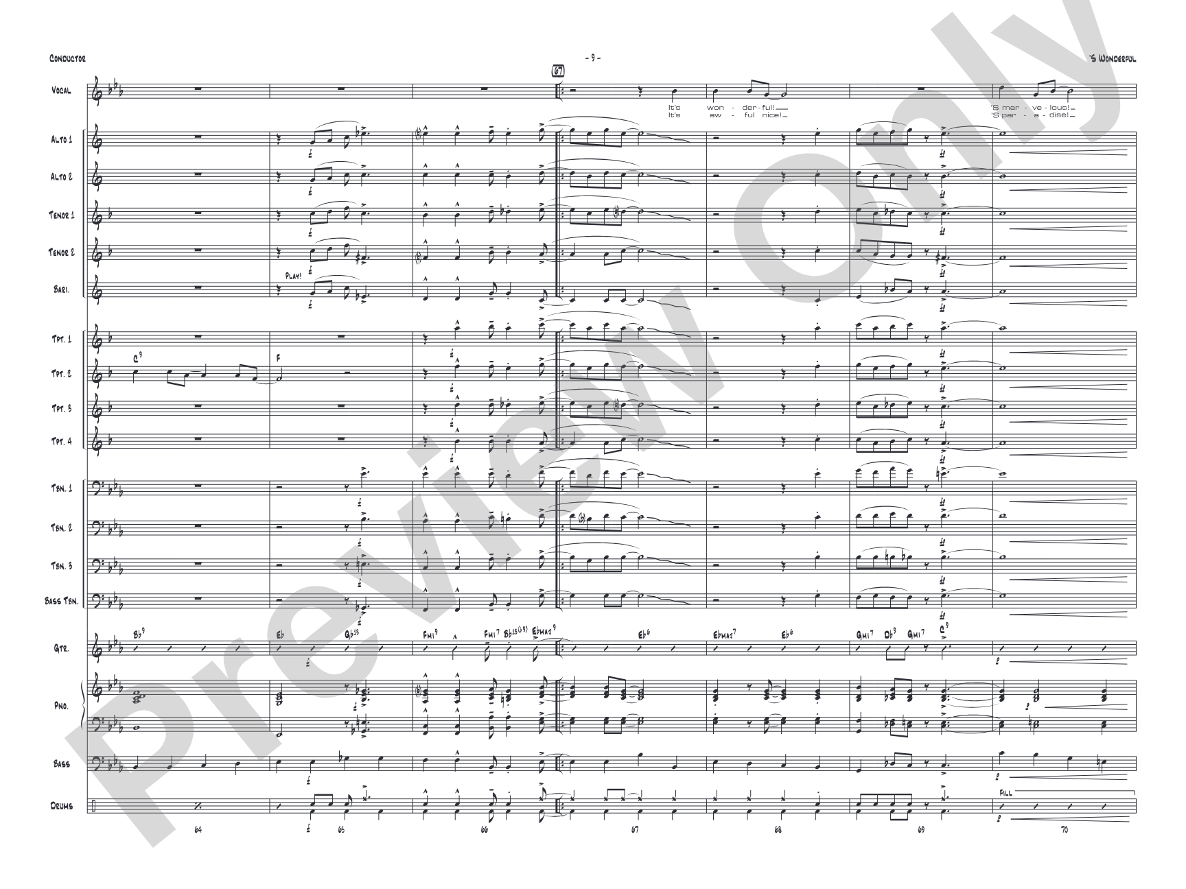 'S Wonderful: Vocal Solo with Jazz Ensemble Conductor Score & Parts