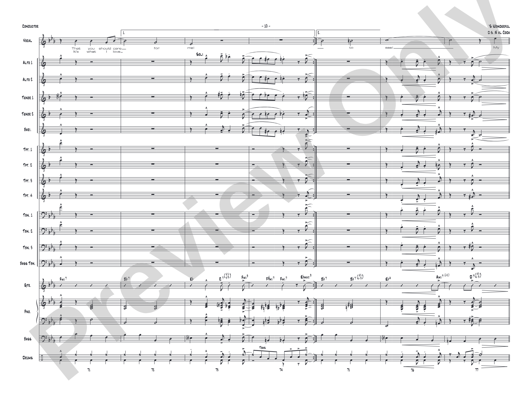 'S Wonderful: Vocal Solo with Jazz Ensemble Conductor Score & Parts
