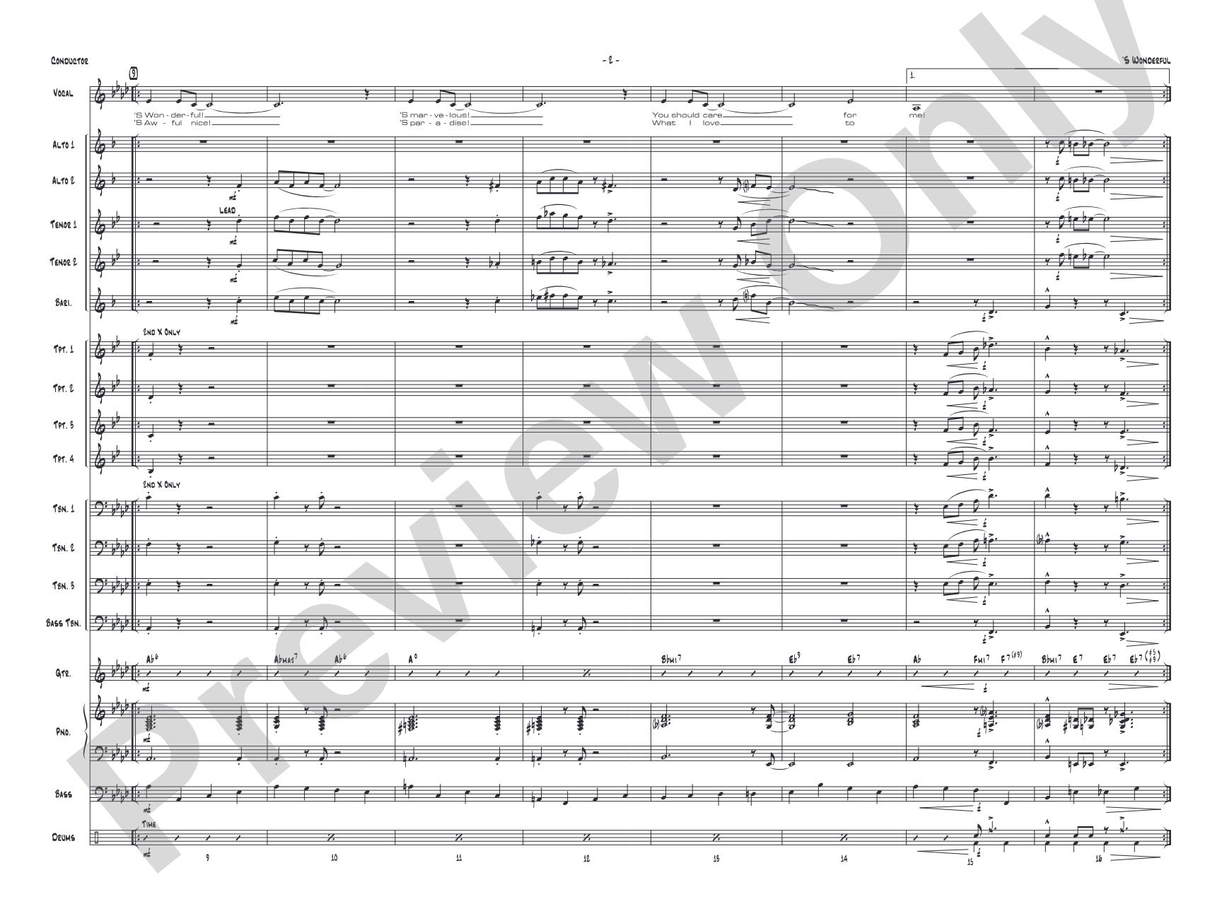 'S Wonderful: Vocal Solo with Jazz Ensemble Conductor Score & Parts