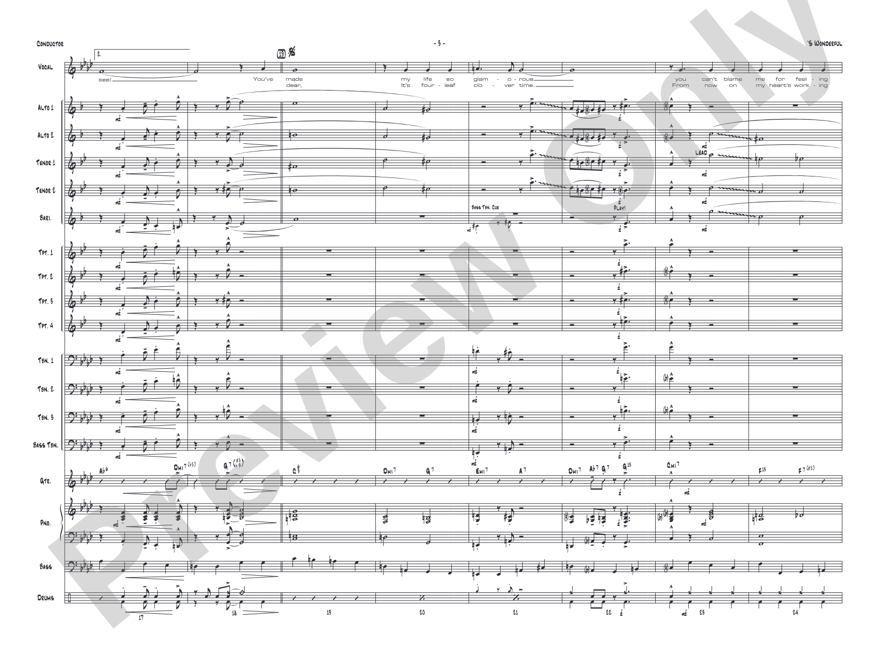 'S Wonderful: Vocal Solo with Jazz Ensemble Conductor Score & Parts