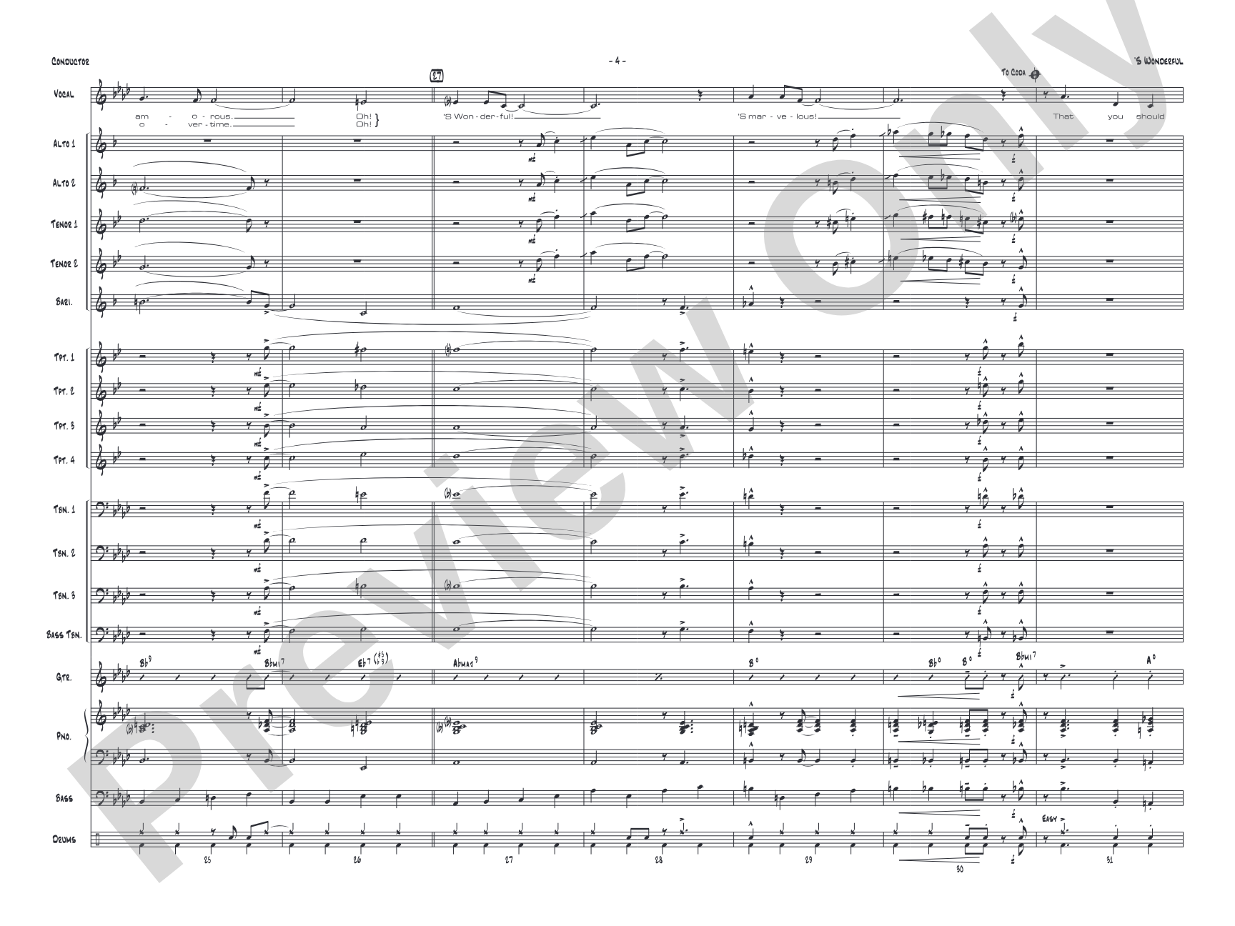 'S Wonderful: Vocal Solo with Jazz Ensemble Conductor Score & Parts