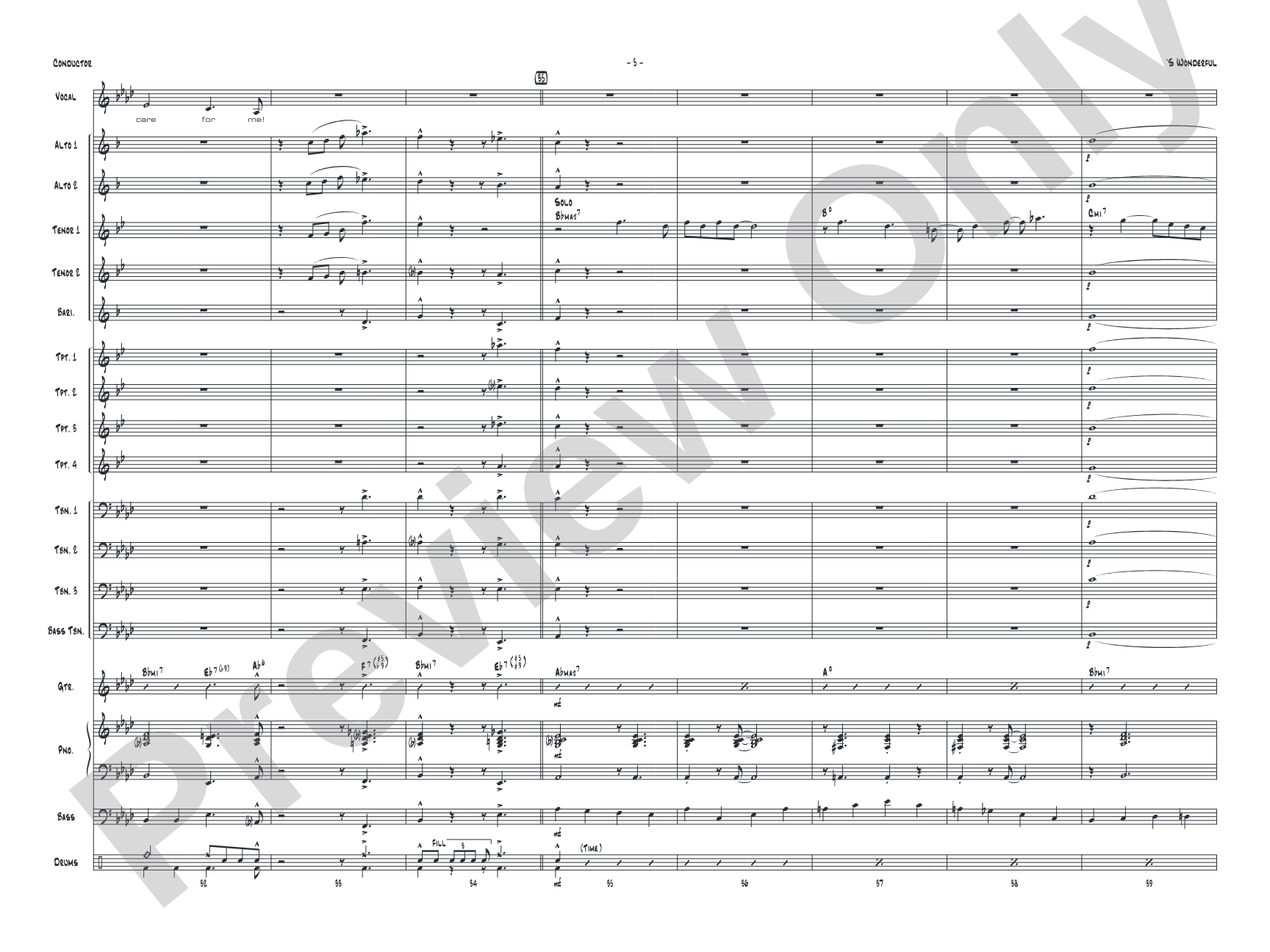 'S Wonderful: Vocal Solo with Jazz Ensemble Conductor Score & Parts