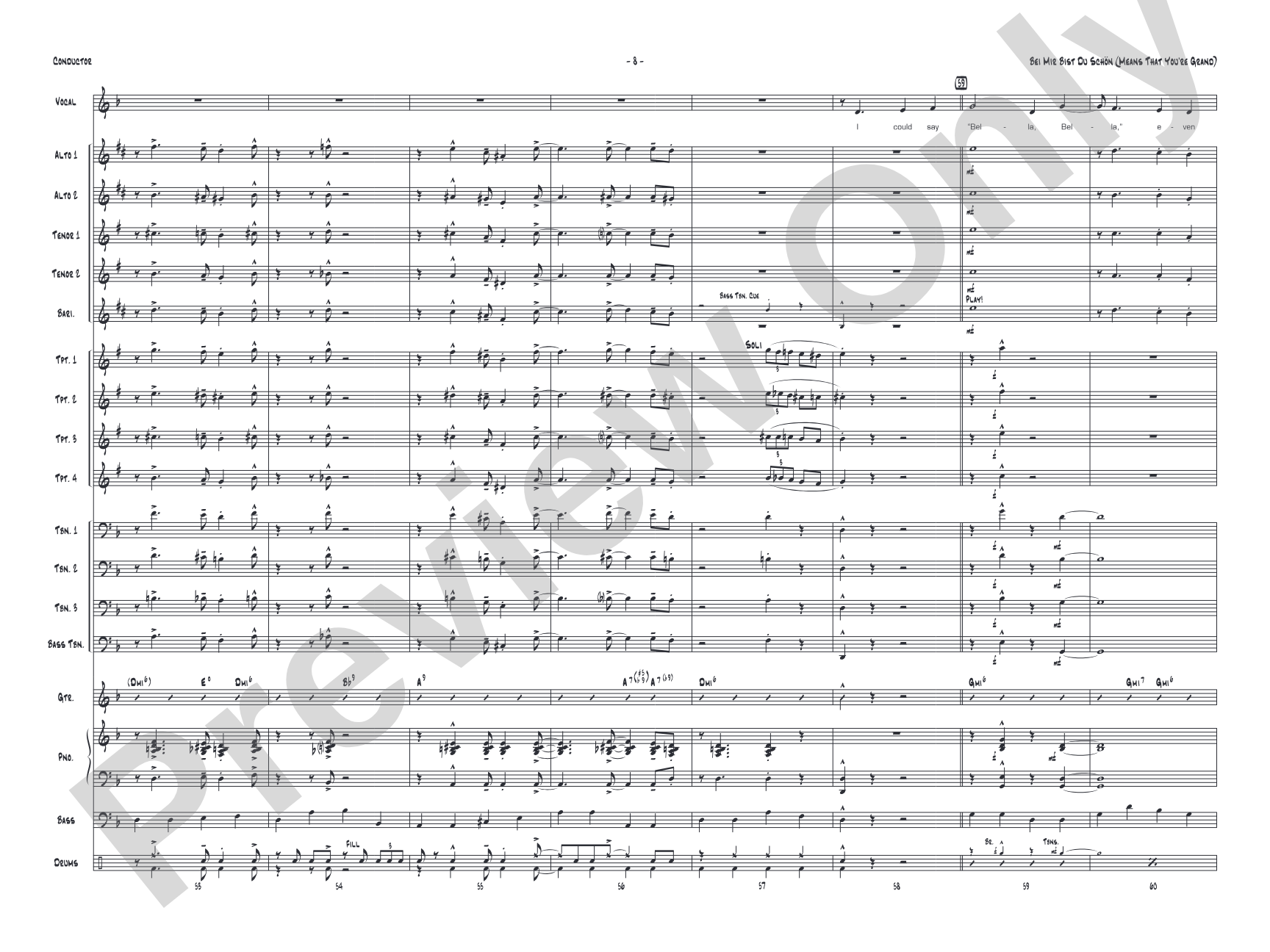 Bei Mir Bist Du Schon (Means That You're Grand): Vocal Solo with Jazz Ensemble Conductor Score & Parts