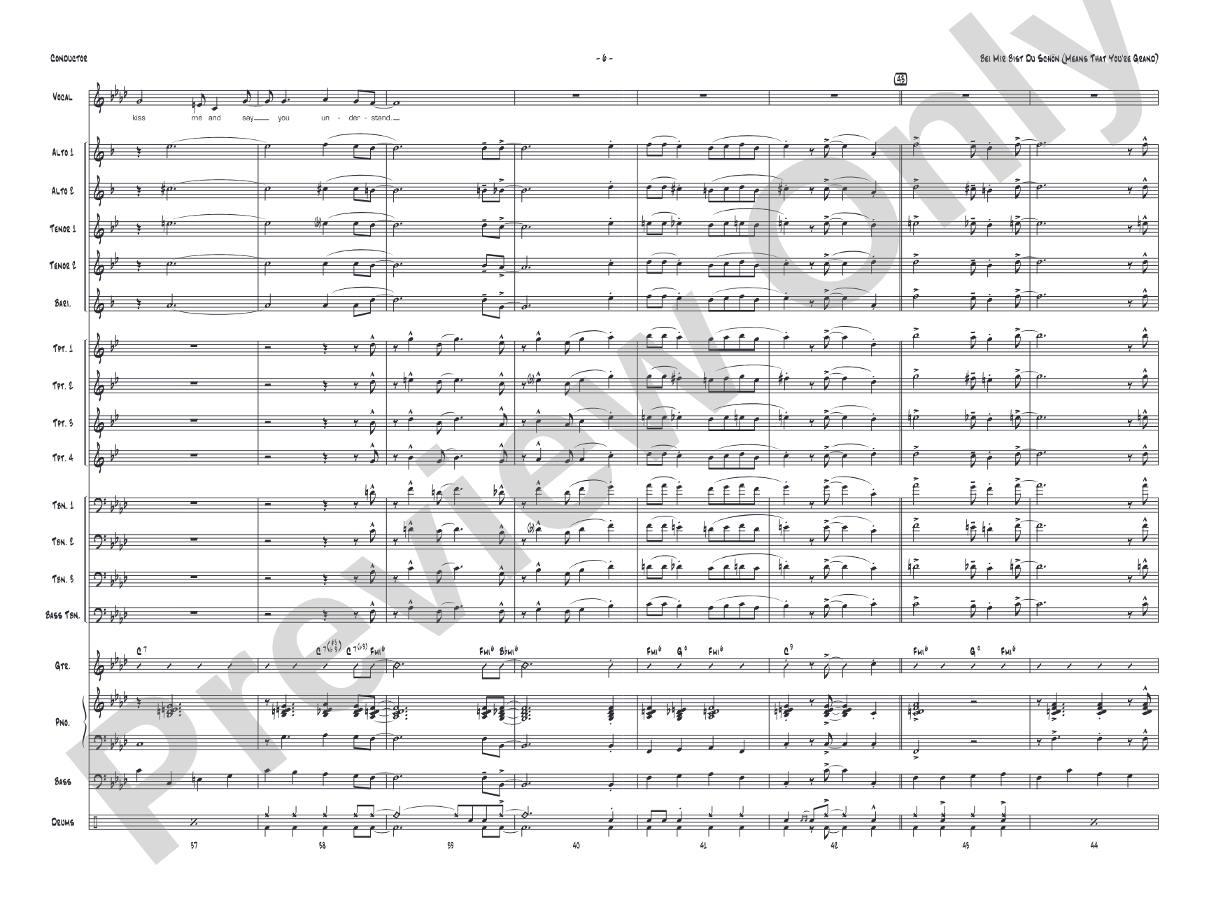 Bei Mir Bist Du Schon (Means That You're Grand): Vocal Solo with Jazz Ensemble Conductor Score & Parts
