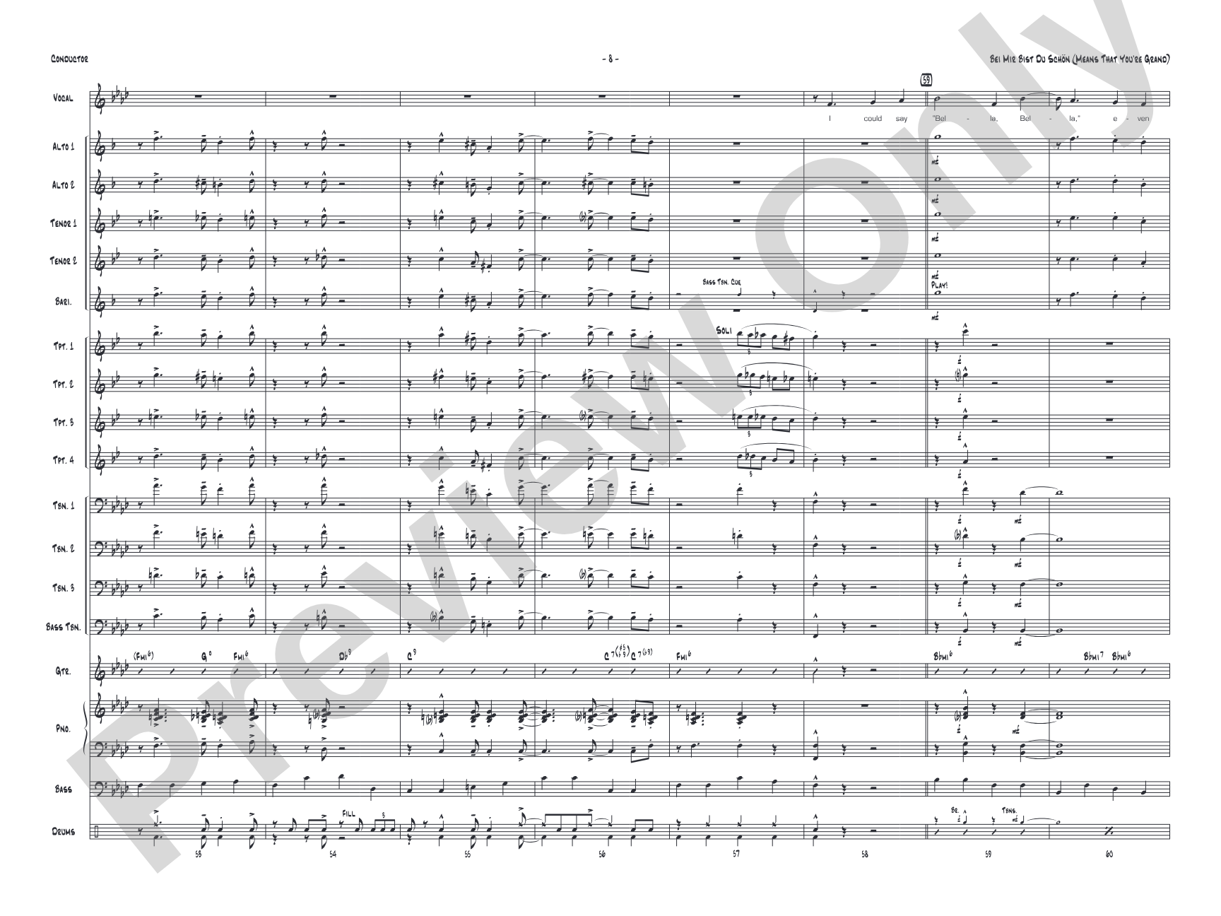 Bei Mir Bist Du Schon (Means That You're Grand): Vocal Solo with Jazz Ensemble Conductor Score & Parts