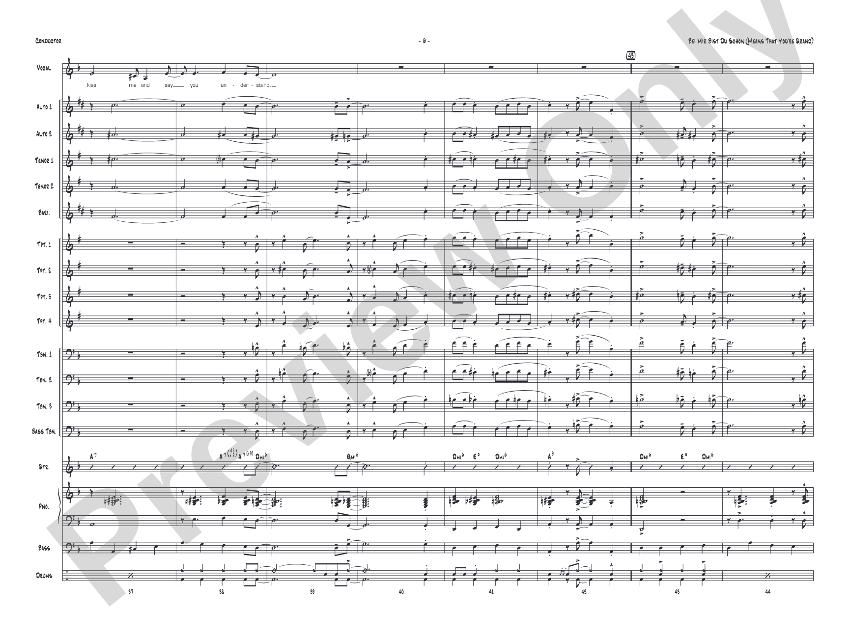 Bei Mir Bist Du Schon (Means That You're Grand): Vocal Solo with Jazz Ensemble Conductor Score & Parts