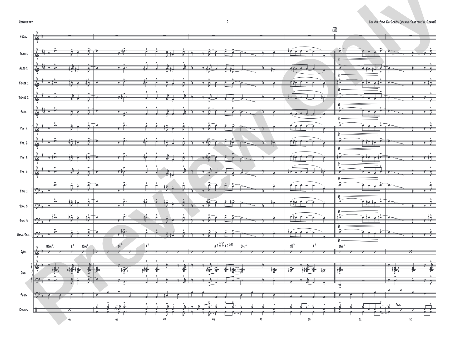 Bei Mir Bist Du Schon (Means That You're Grand): Vocal Solo with Jazz Ensemble Conductor Score & Parts