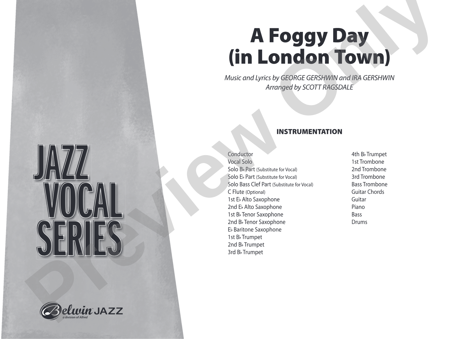 A Foggy Day: Vocal Solo with Jazz Ensemble Conductor Score & Parts