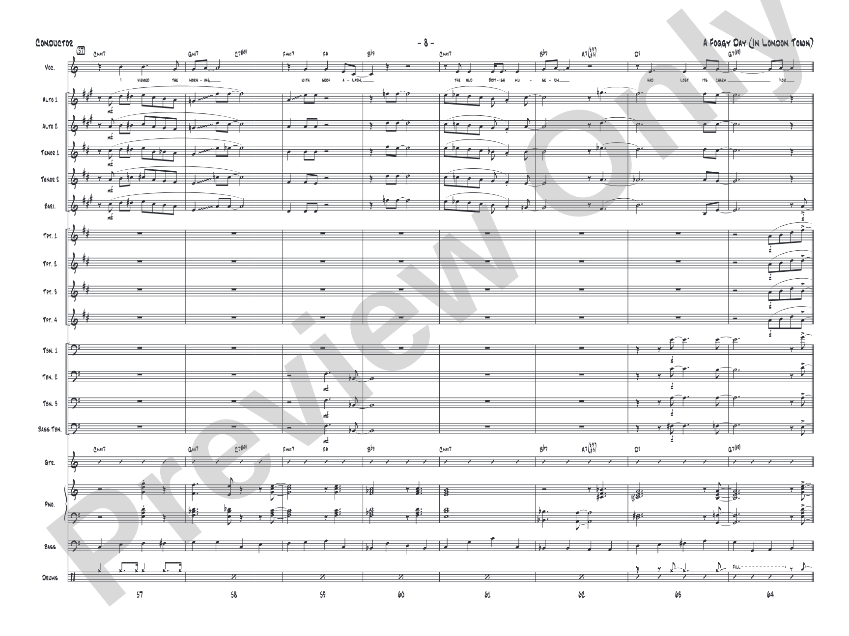 A Foggy Day: Vocal Solo with Jazz Ensemble Conductor Score & Parts