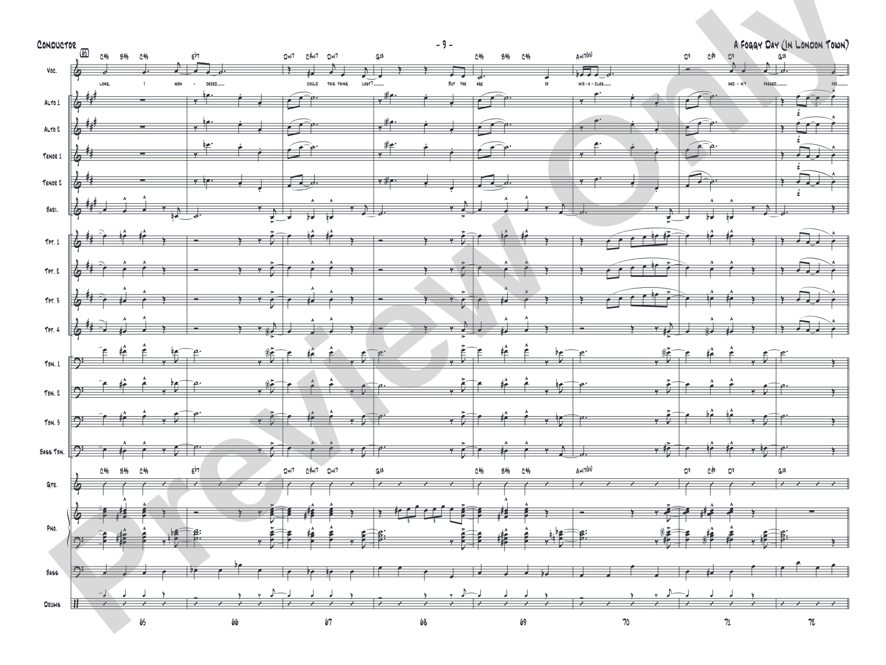 A Foggy Day: Vocal Solo with Jazz Ensemble Conductor Score & Parts