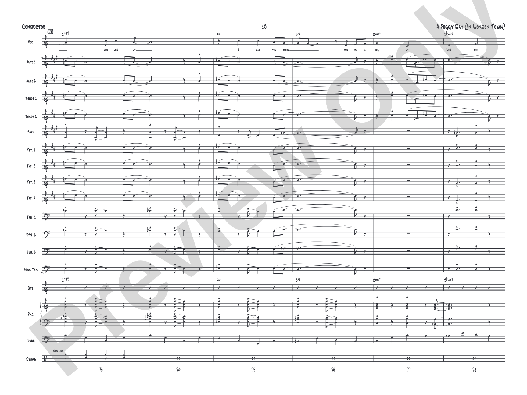 A Foggy Day: Vocal Solo with Jazz Ensemble Conductor Score & Parts