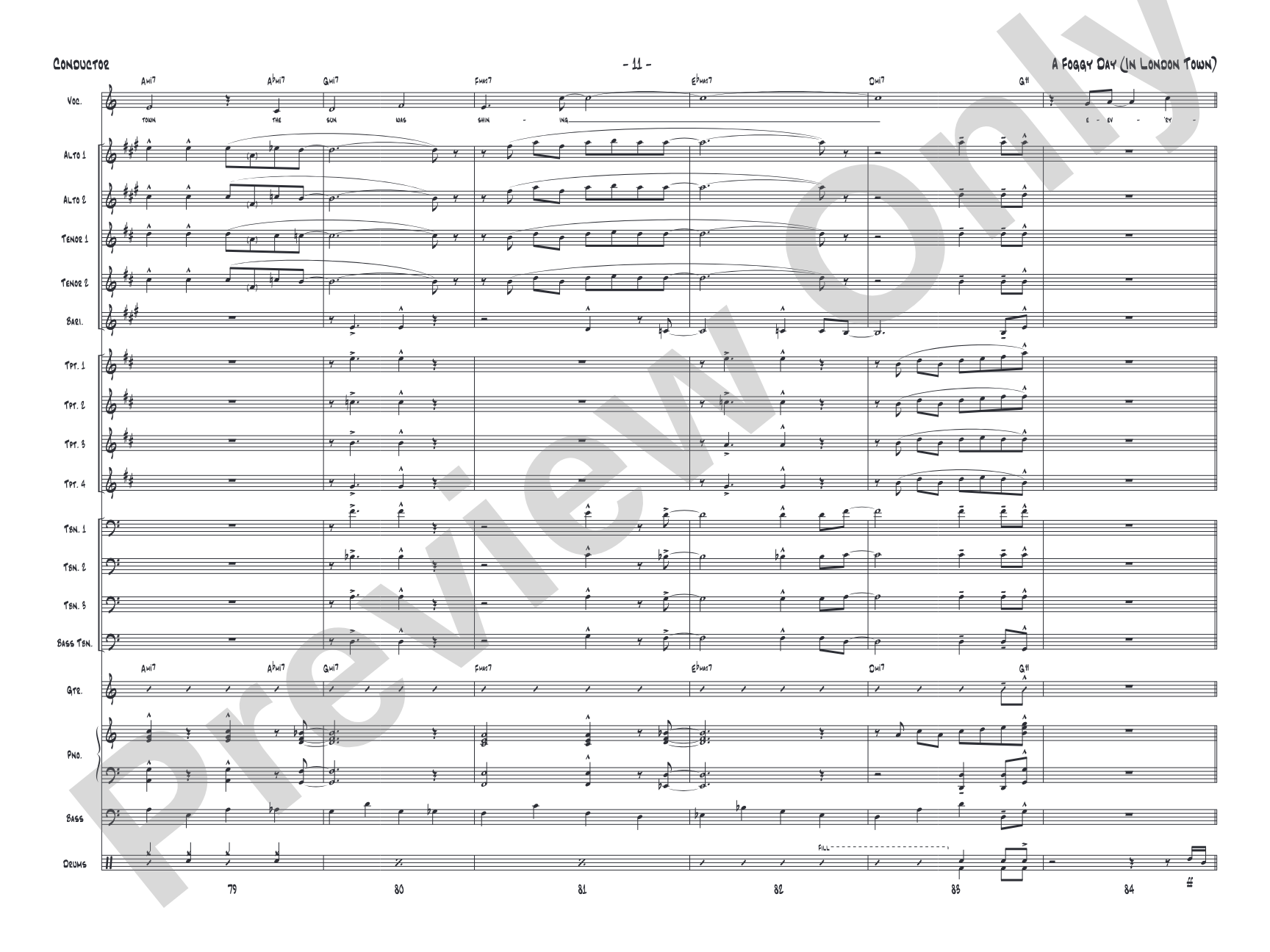 A Foggy Day: Vocal Solo with Jazz Ensemble Conductor Score & Parts