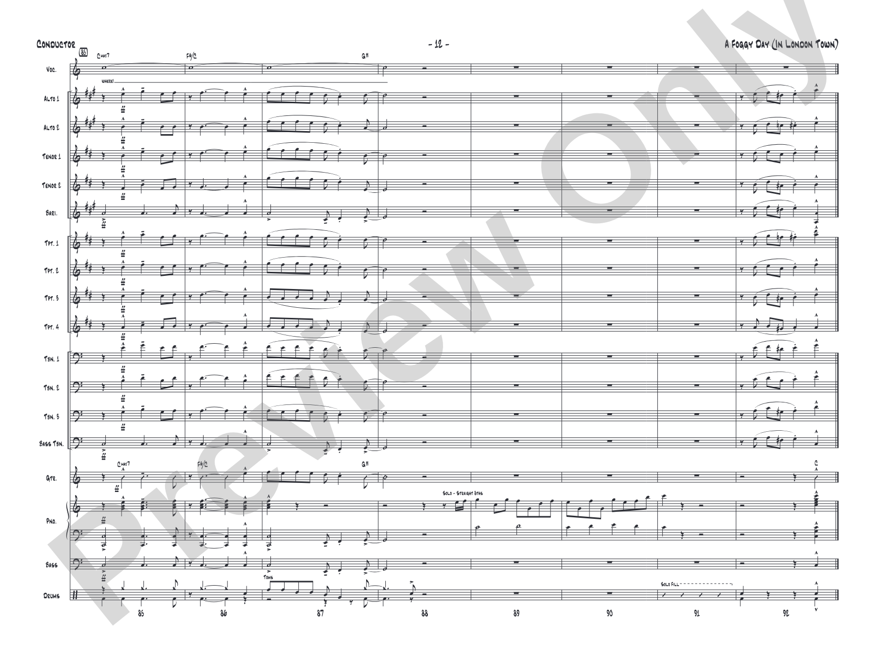 A Foggy Day: Vocal Solo with Jazz Ensemble Conductor Score & Parts