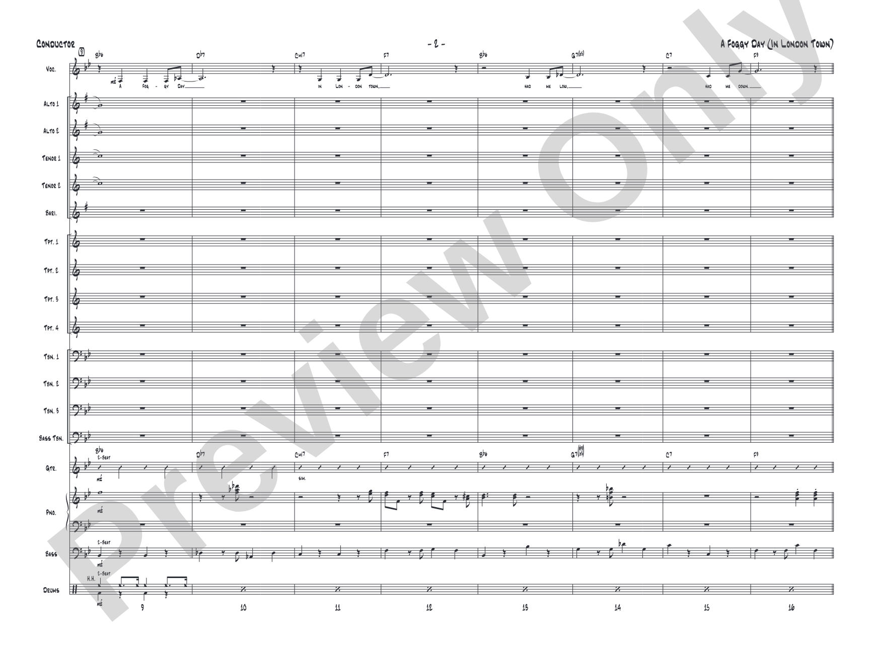 A Foggy Day: Vocal Solo with Jazz Ensemble Conductor Score & Parts