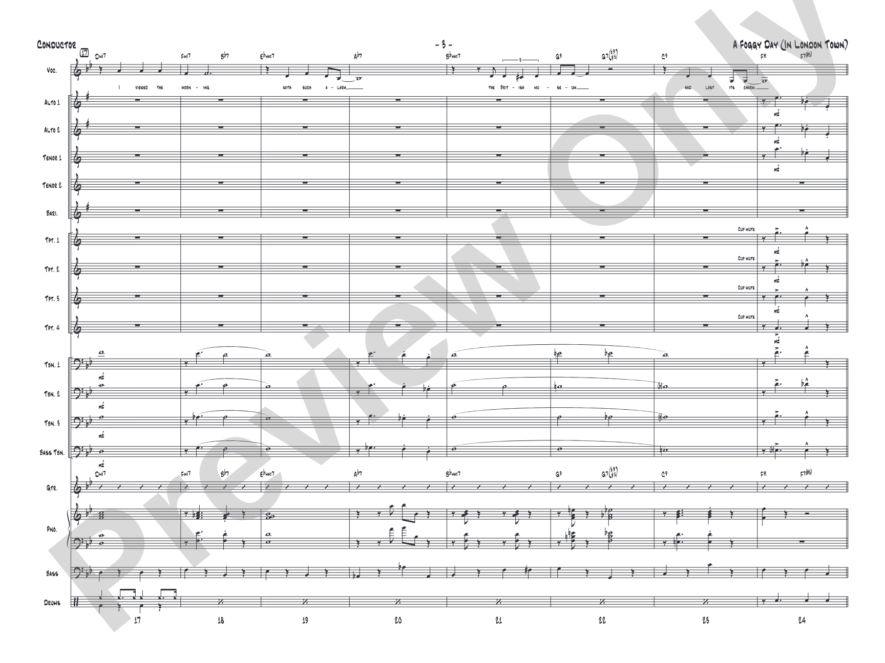 A Foggy Day: Vocal Solo with Jazz Ensemble Conductor Score & Parts