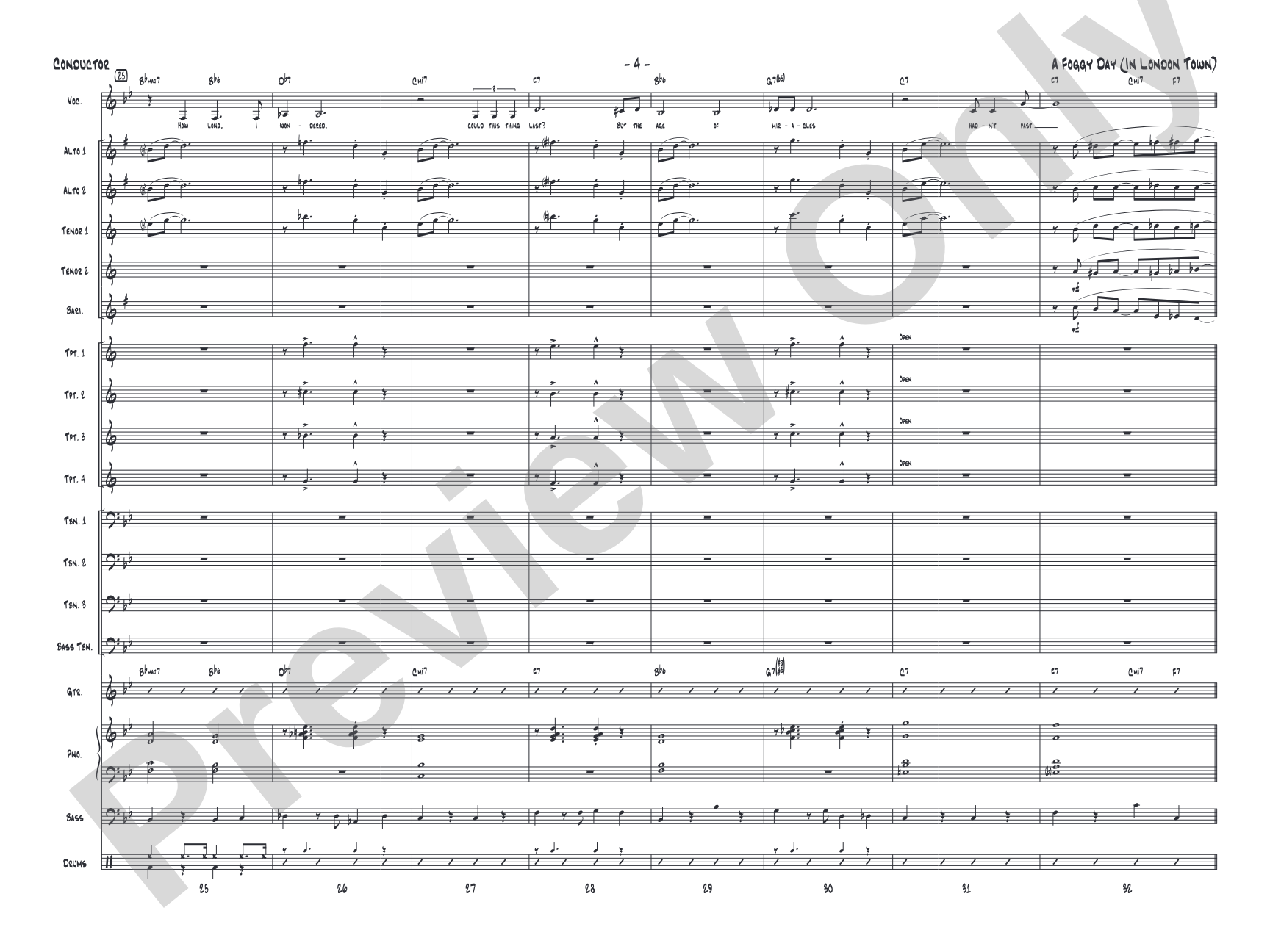 A Foggy Day: Vocal Solo with Jazz Ensemble Conductor Score & Parts