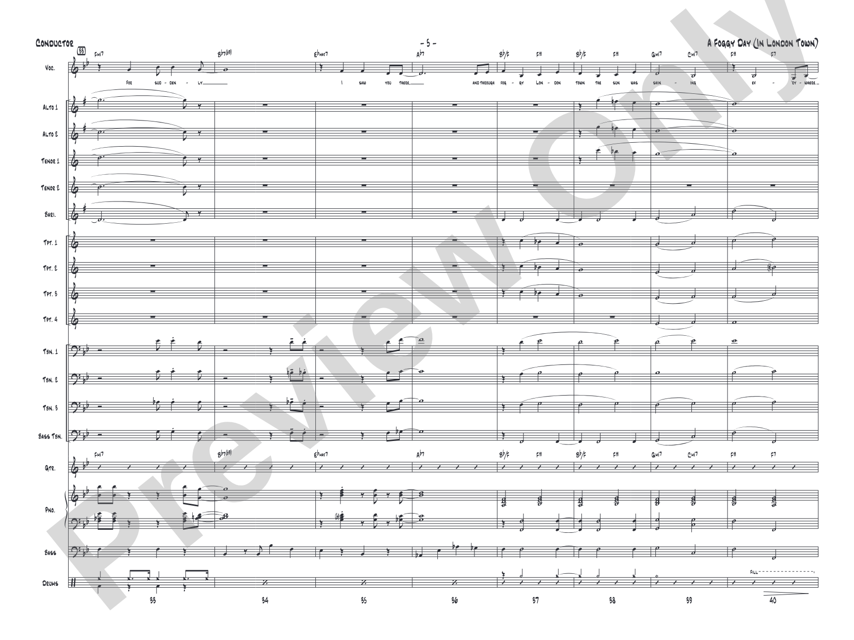 A Foggy Day: Vocal Solo with Jazz Ensemble Conductor Score & Parts