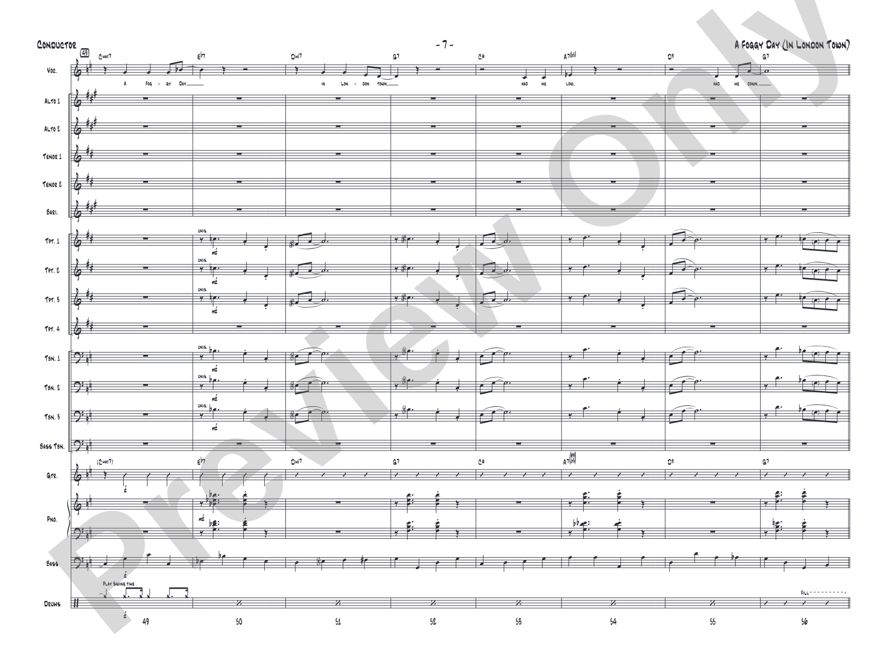 A Foggy Day: Vocal Solo with Jazz Ensemble Conductor Score & Parts