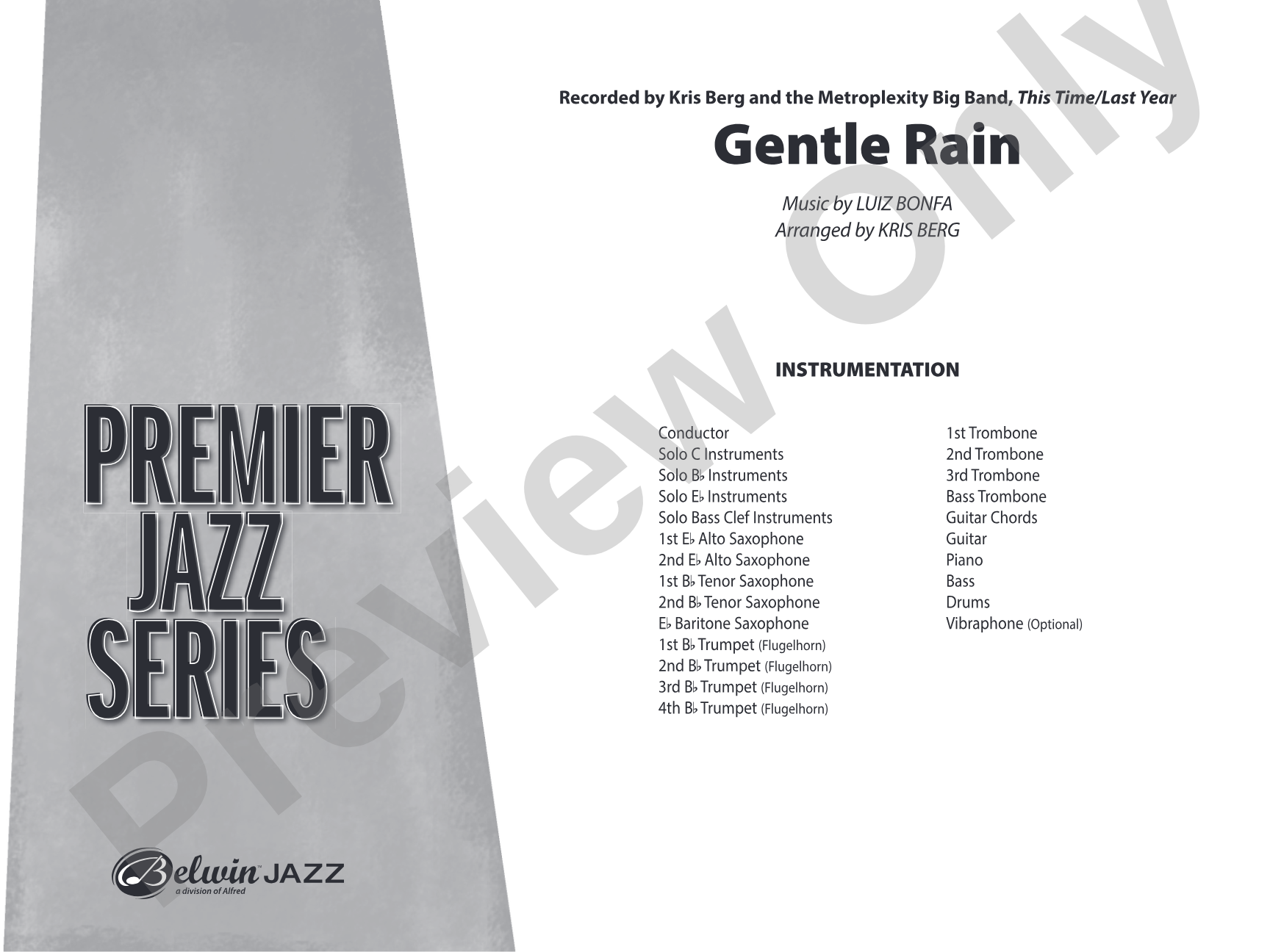 Gentle Rain: Jazz Ensemble Conductor Score & Parts