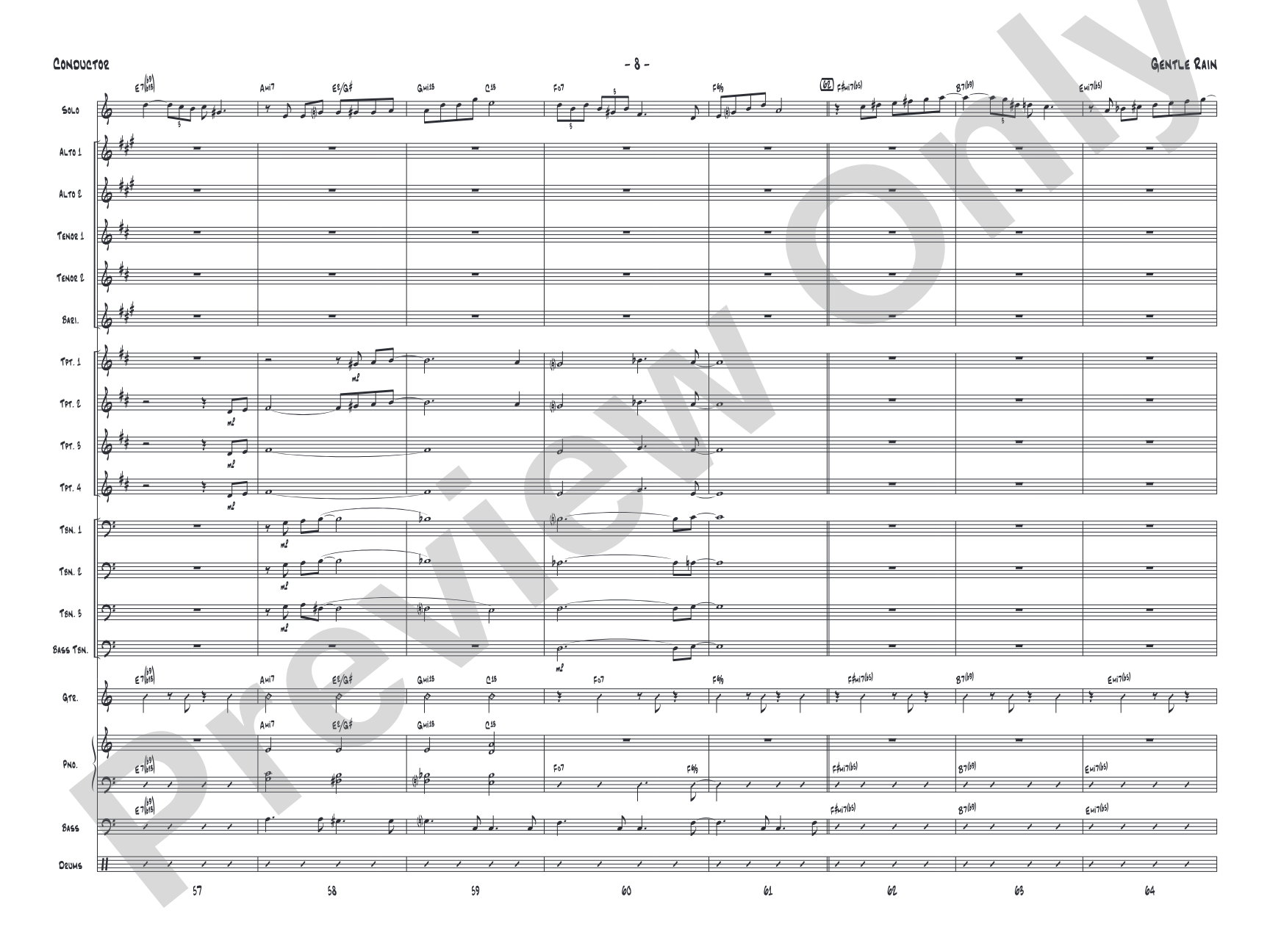 Gentle Rain: Jazz Ensemble Conductor Score & Parts