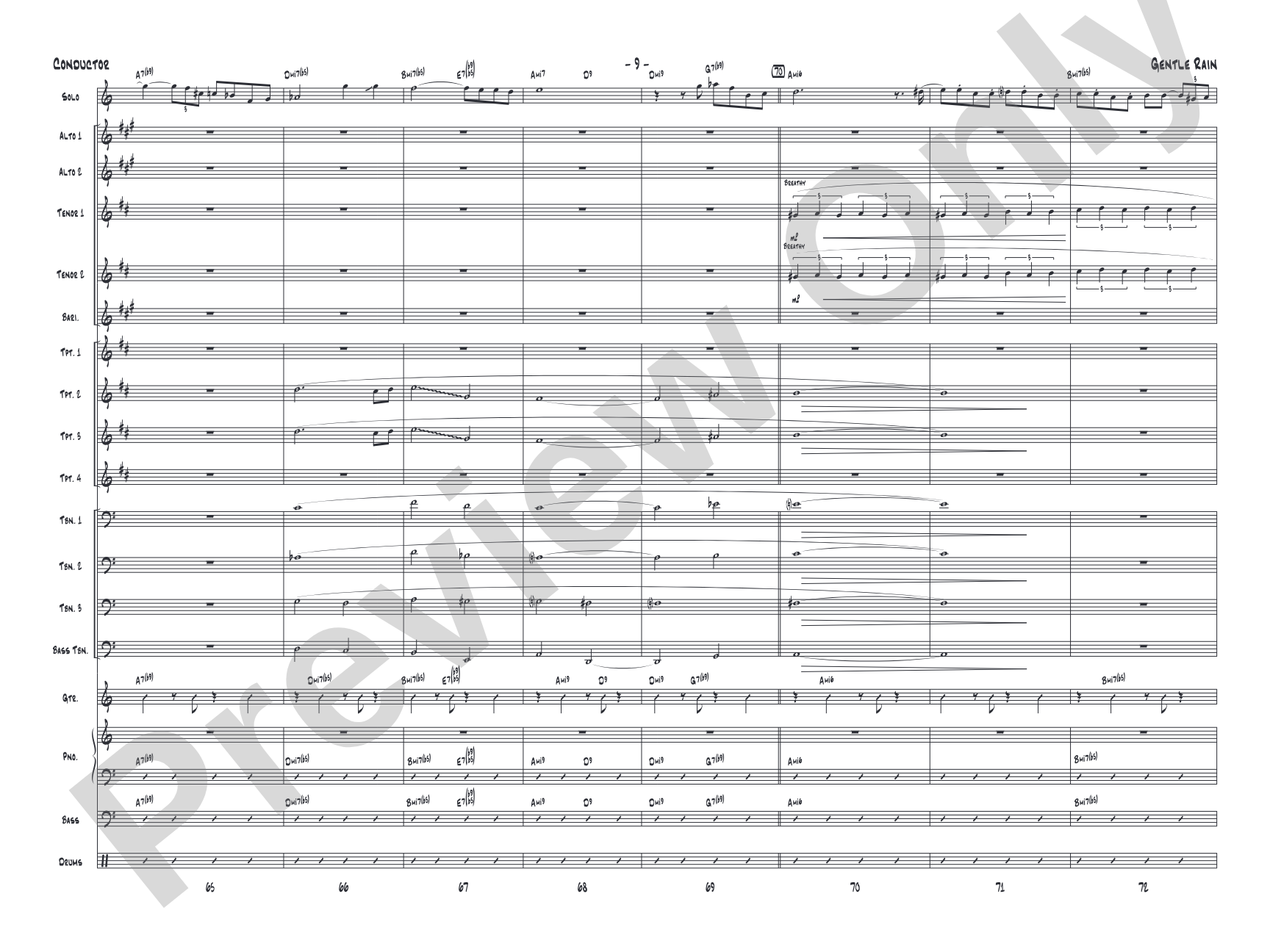 Gentle Rain: Jazz Ensemble Conductor Score & Parts