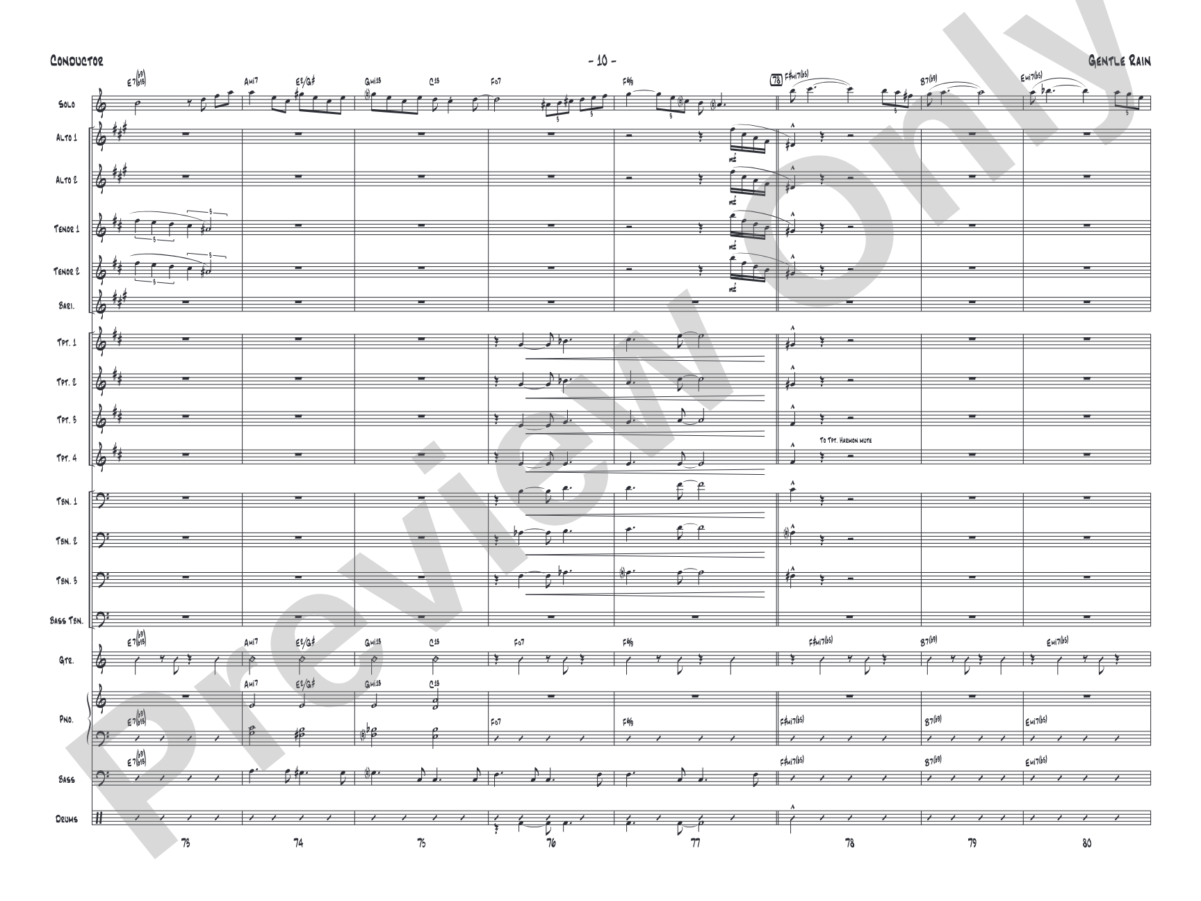 Gentle Rain: Jazz Ensemble Conductor Score & Parts