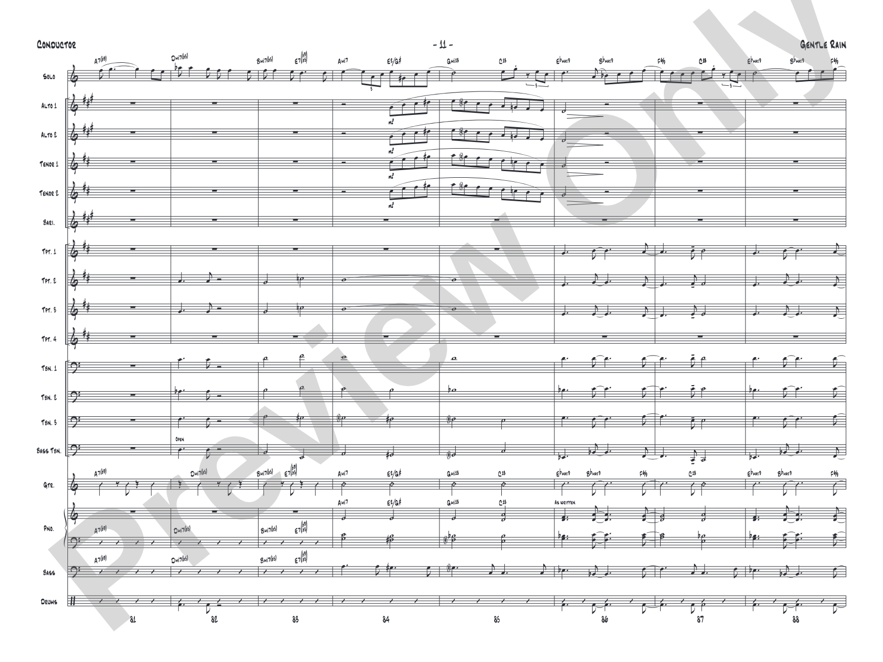 Gentle Rain: Jazz Ensemble Conductor Score & Parts