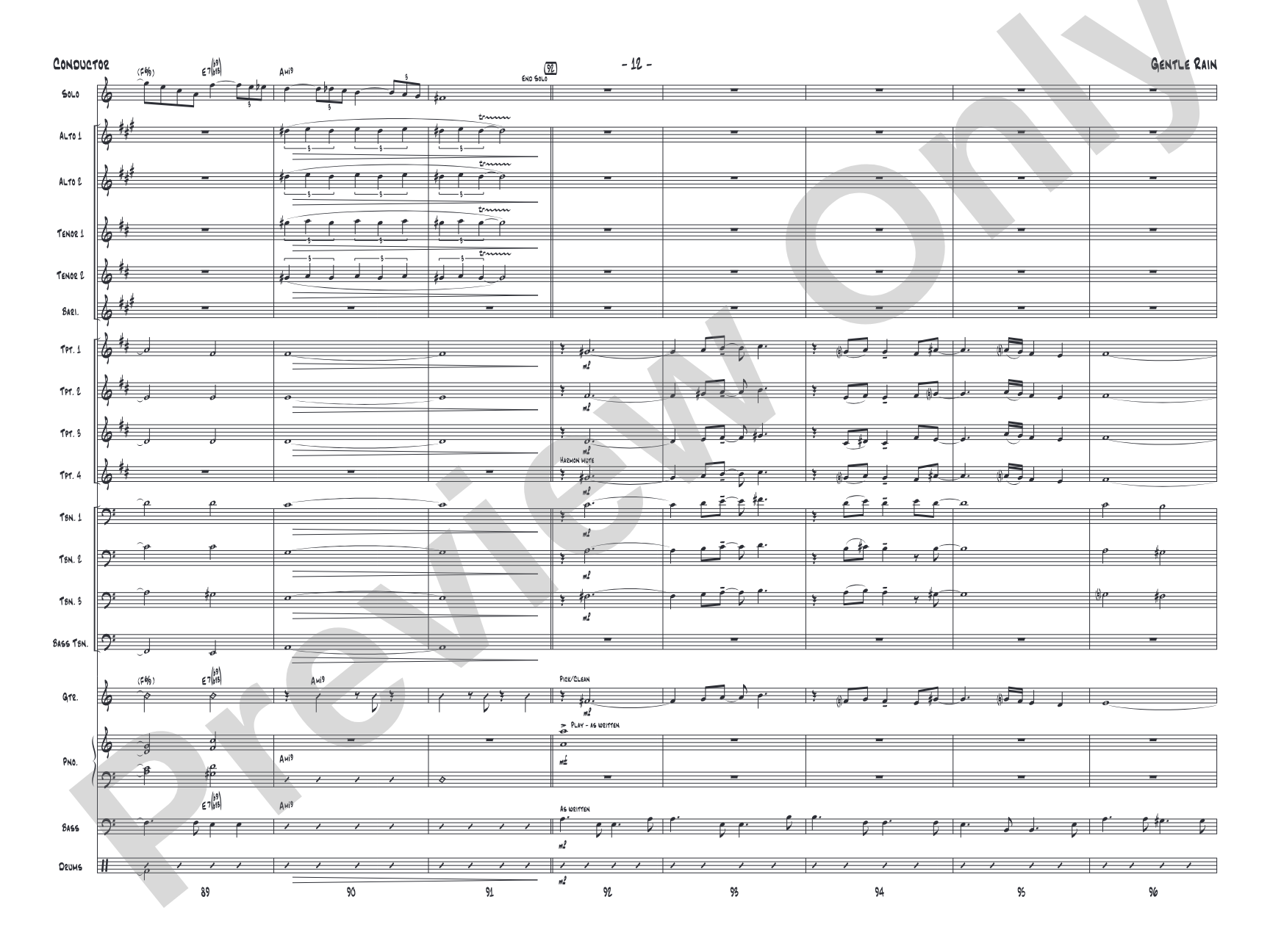 Gentle Rain: Jazz Ensemble Conductor Score & Parts