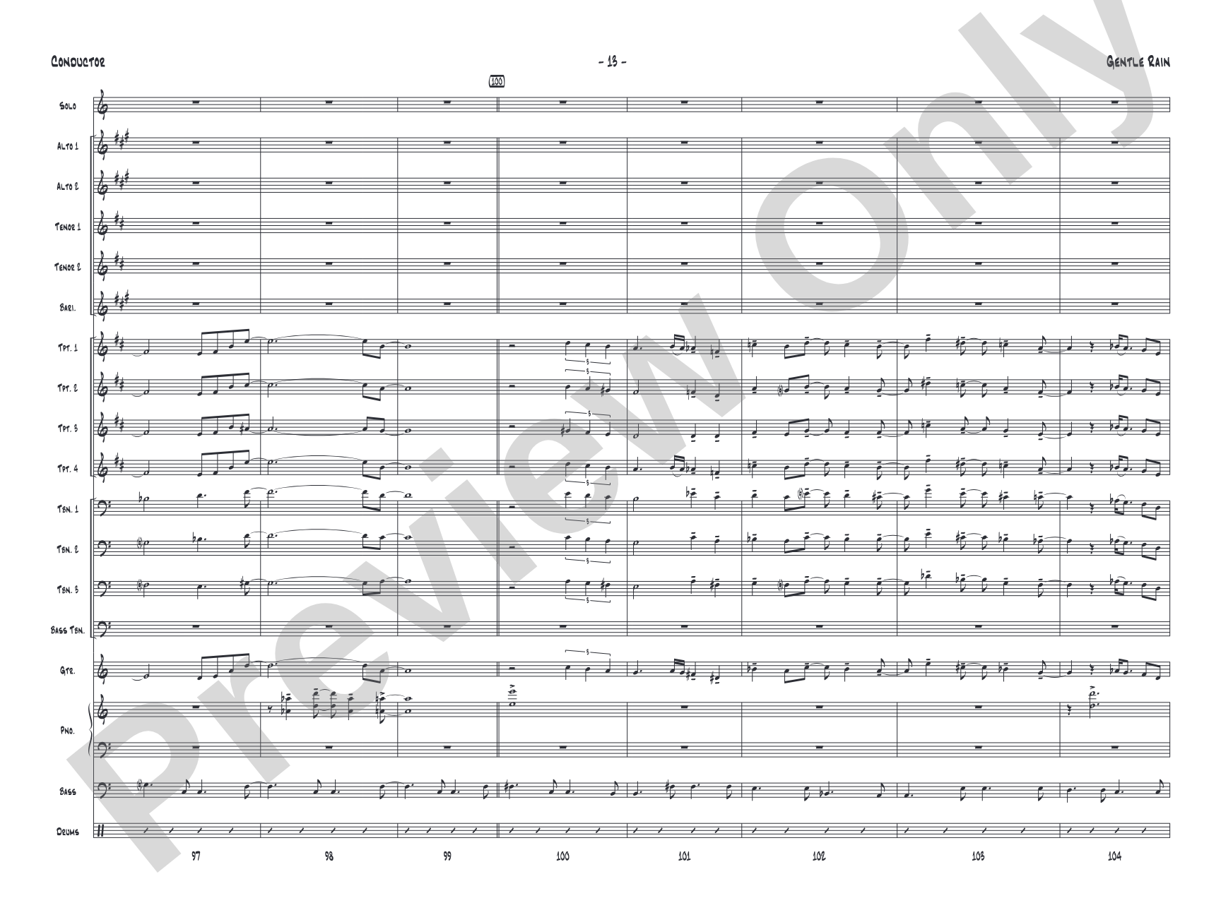 Gentle Rain: Jazz Ensemble Conductor Score & Parts