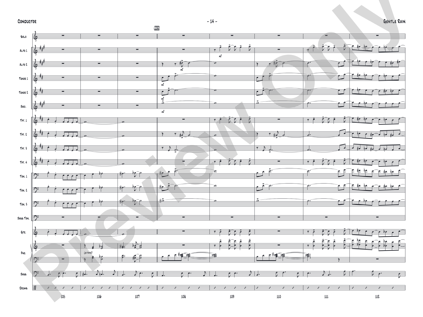 Gentle Rain: Jazz Ensemble Conductor Score & Parts