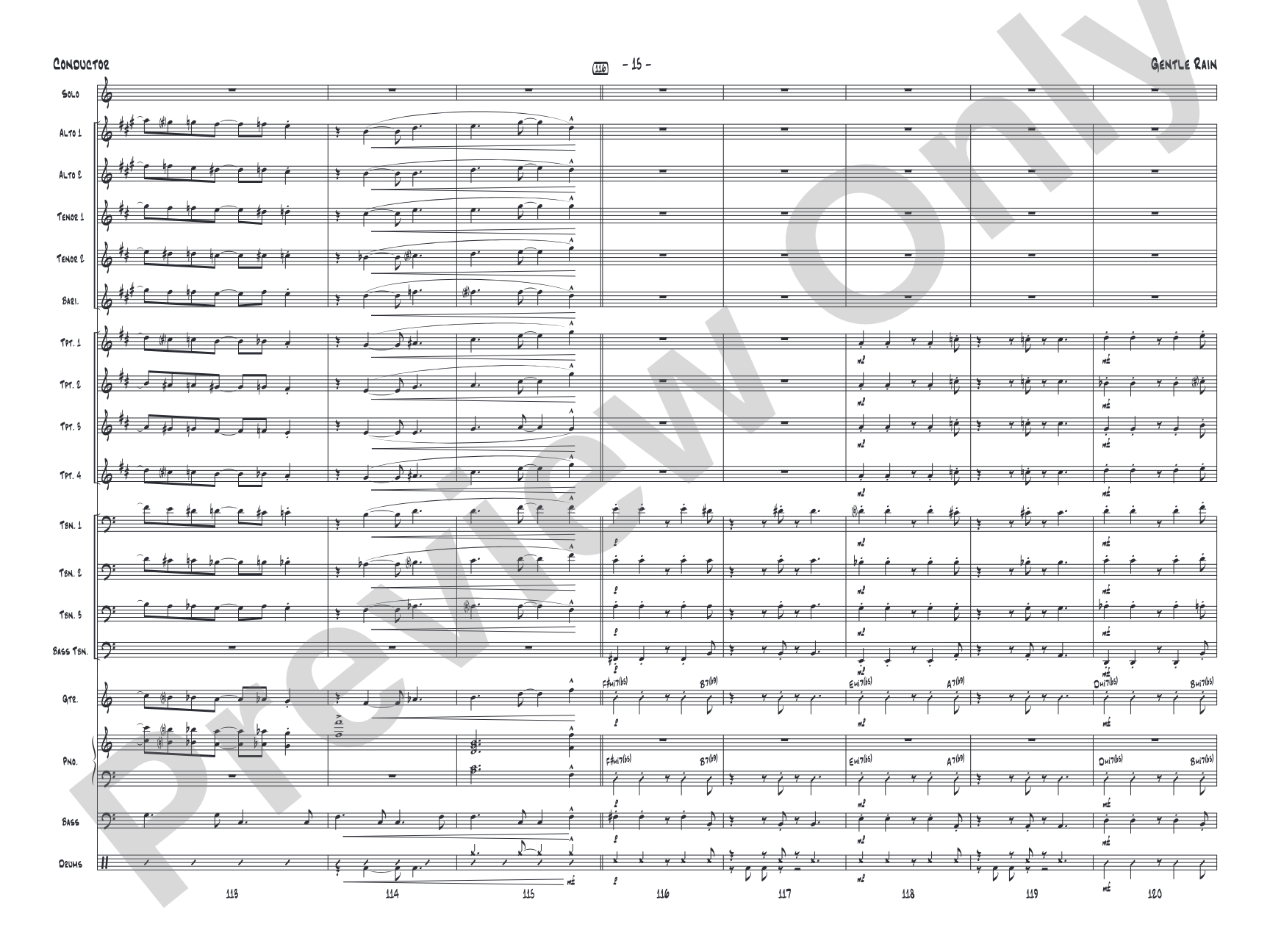 Gentle Rain: Jazz Ensemble Conductor Score & Parts