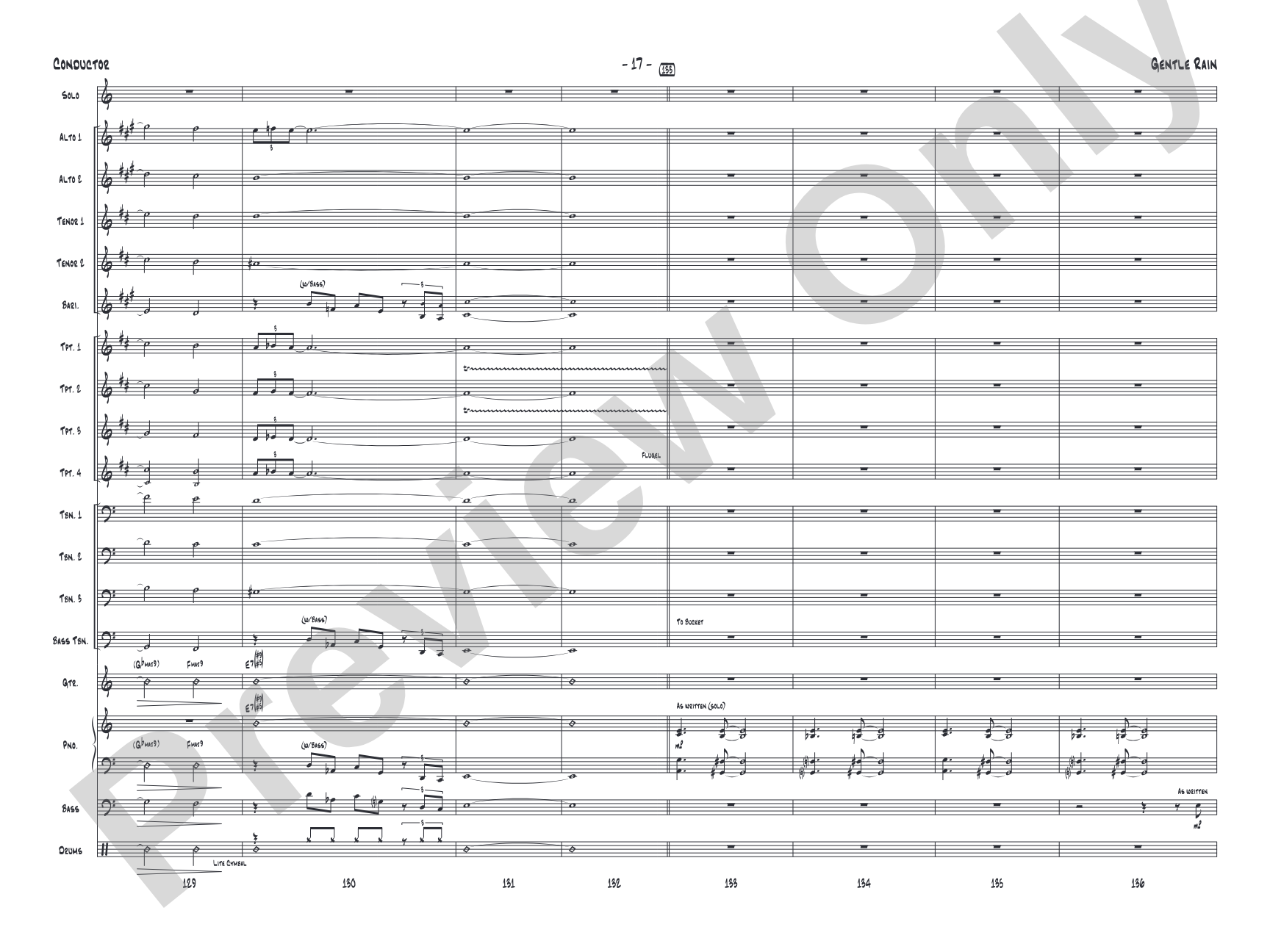 Gentle Rain: Jazz Ensemble Conductor Score & Parts