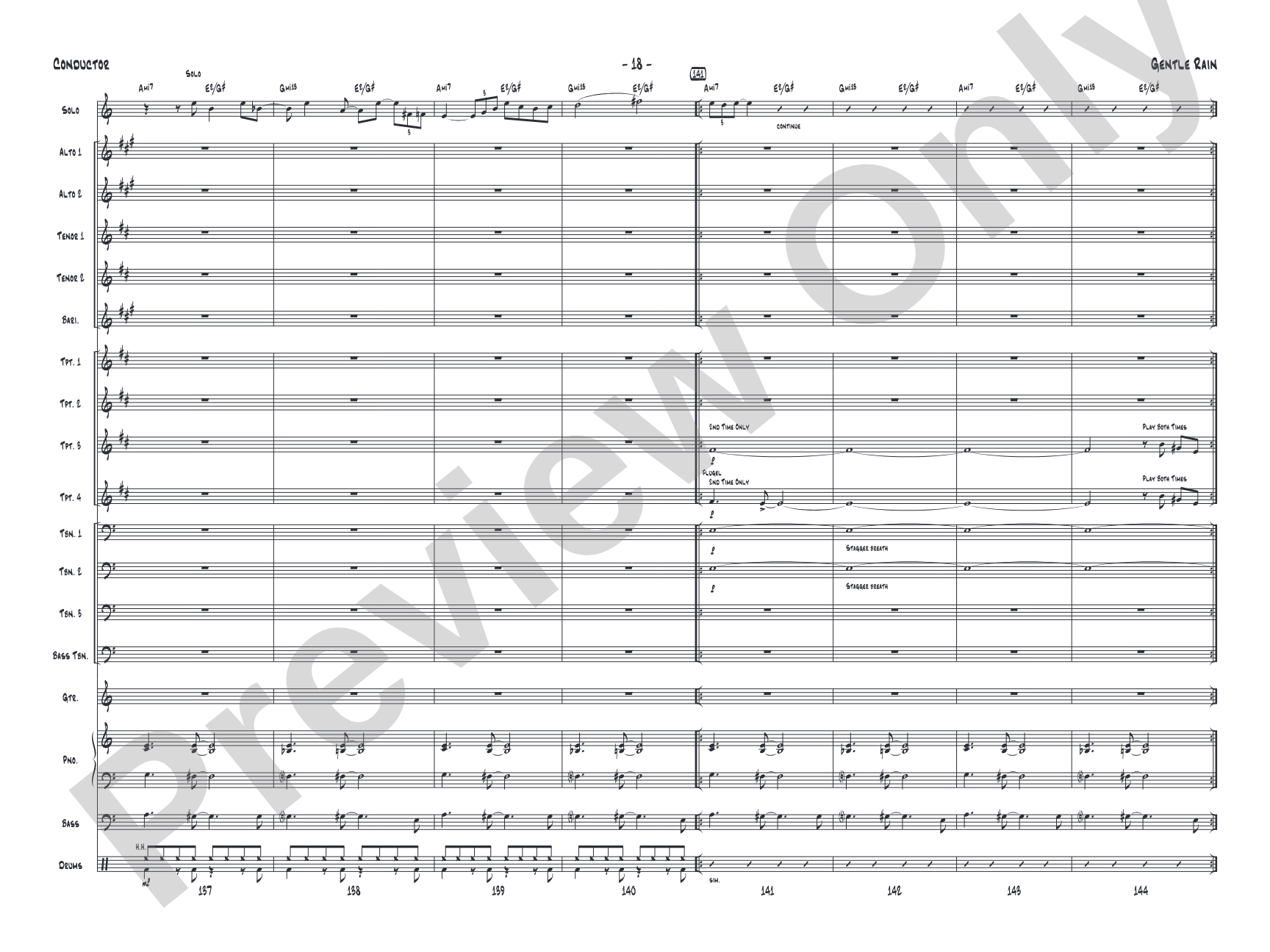 Gentle Rain: Jazz Ensemble Conductor Score & Parts