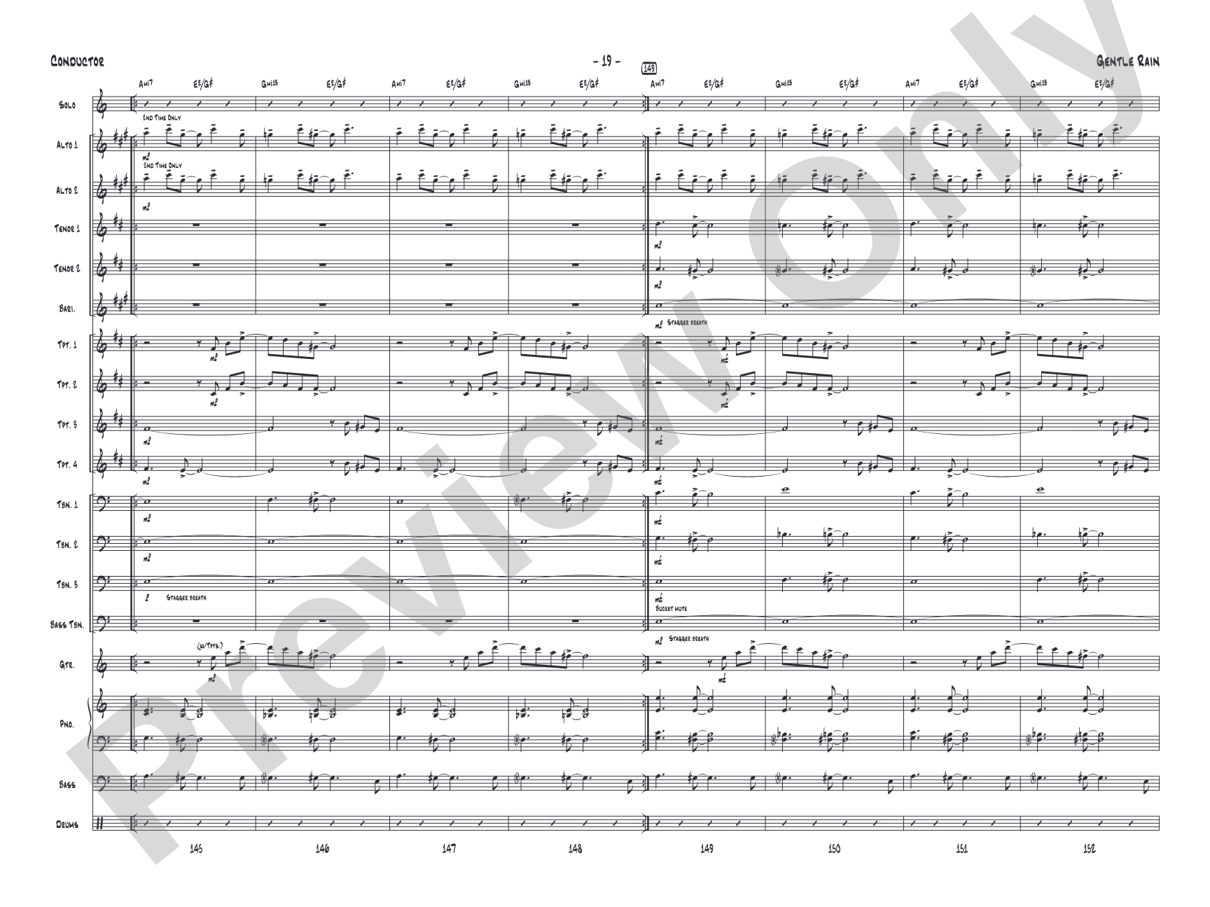 Gentle Rain: Jazz Ensemble Conductor Score & Parts