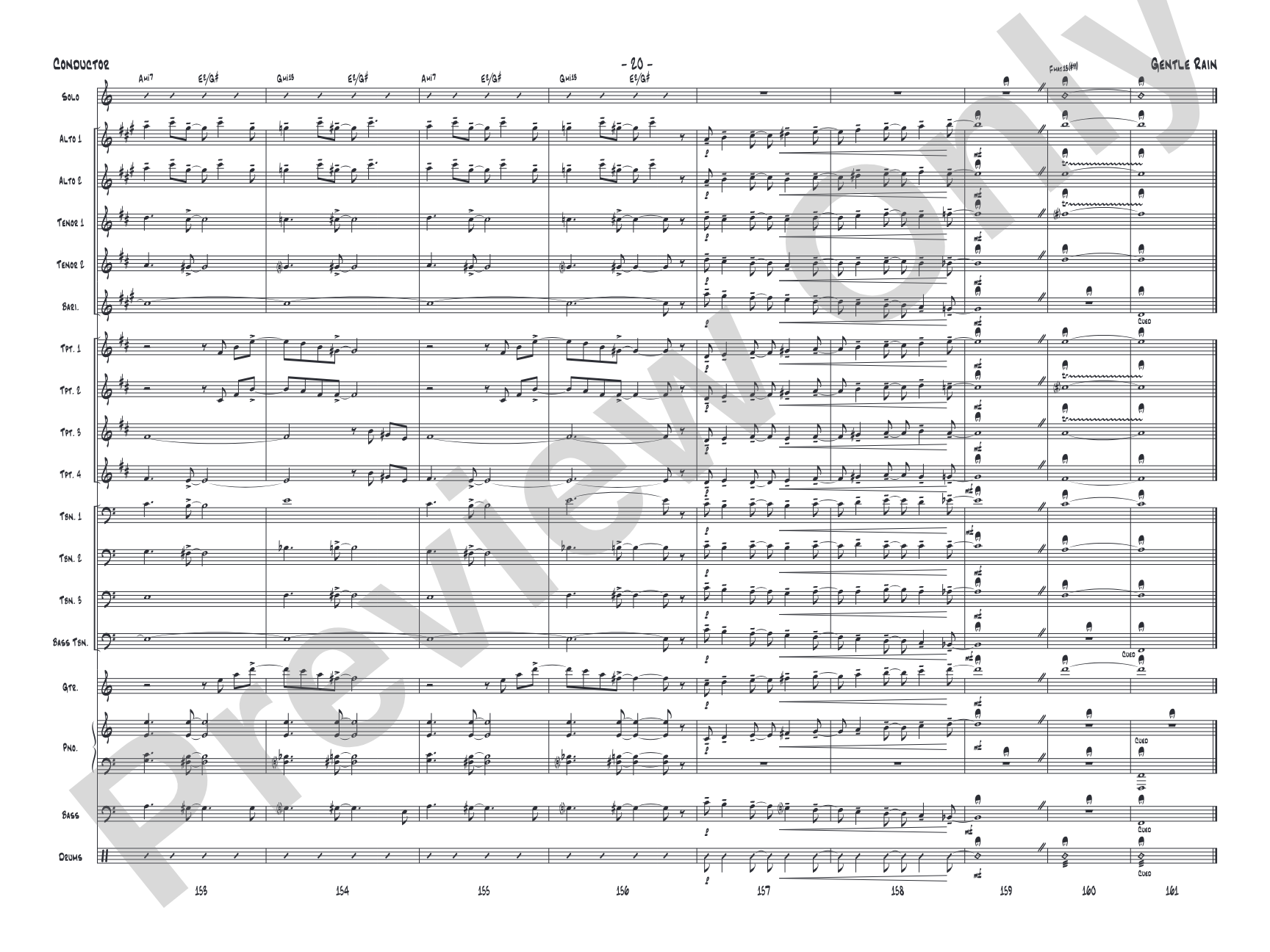 Gentle Rain: Jazz Ensemble Conductor Score & Parts