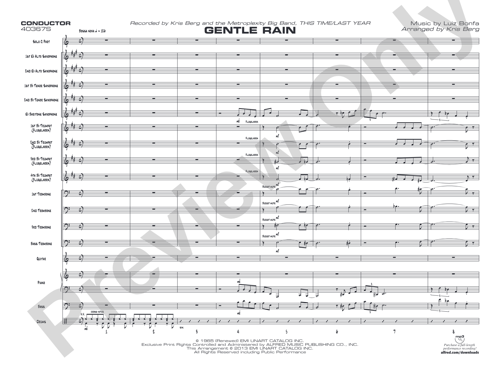 Gentle Rain: Jazz Ensemble Conductor Score & Parts