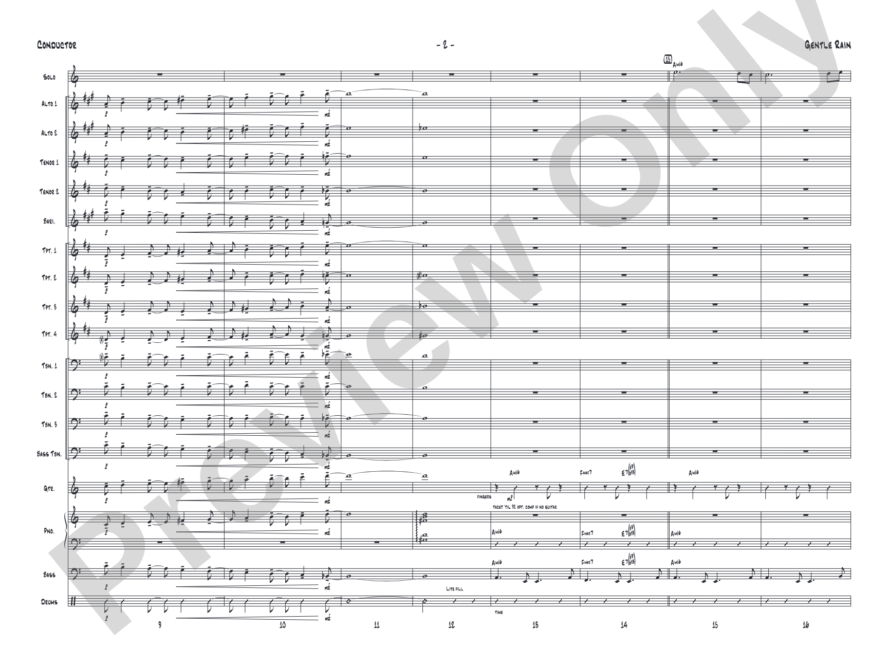 Gentle Rain: Jazz Ensemble Conductor Score & Parts