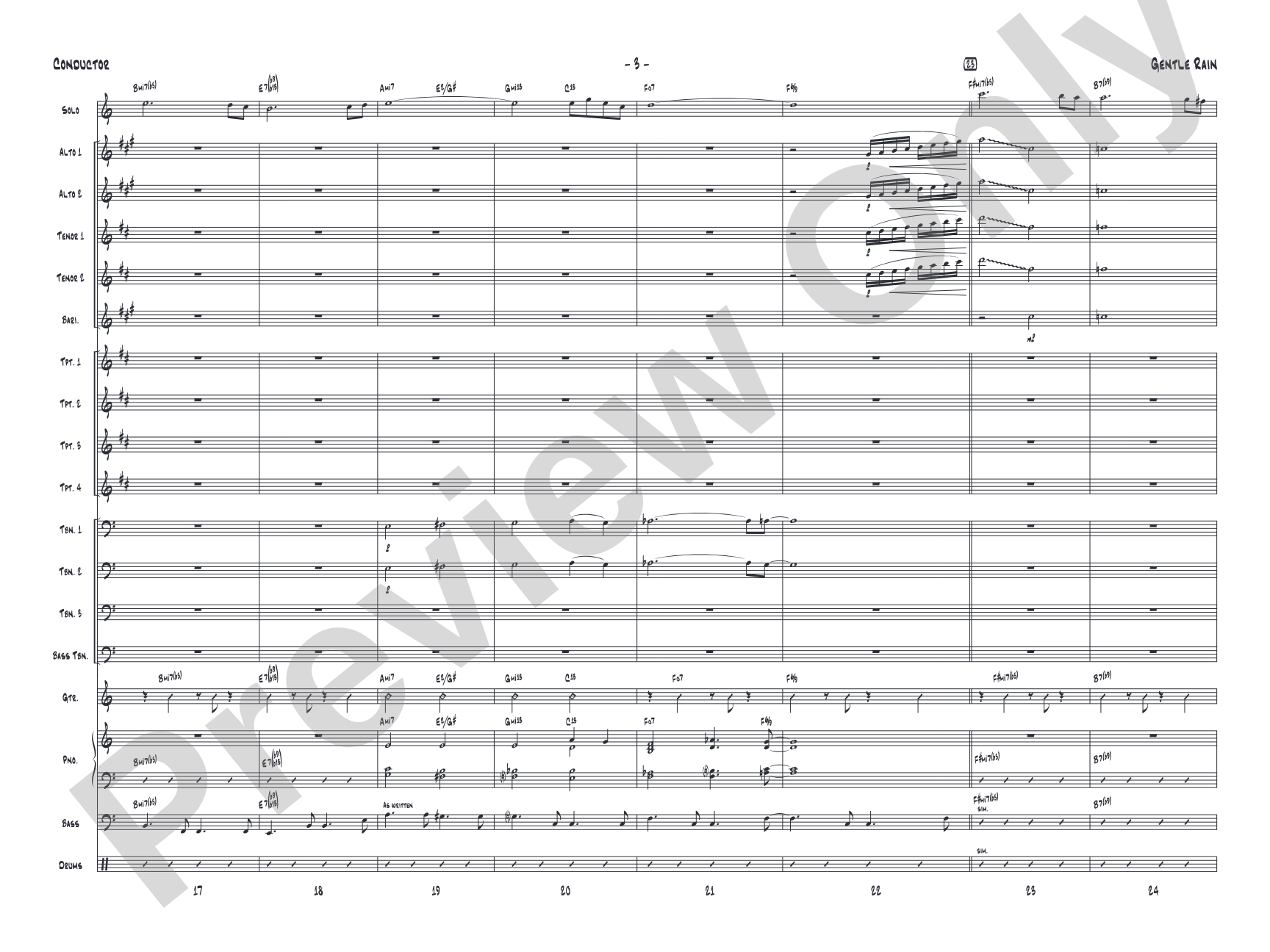 Gentle Rain: Jazz Ensemble Conductor Score & Parts