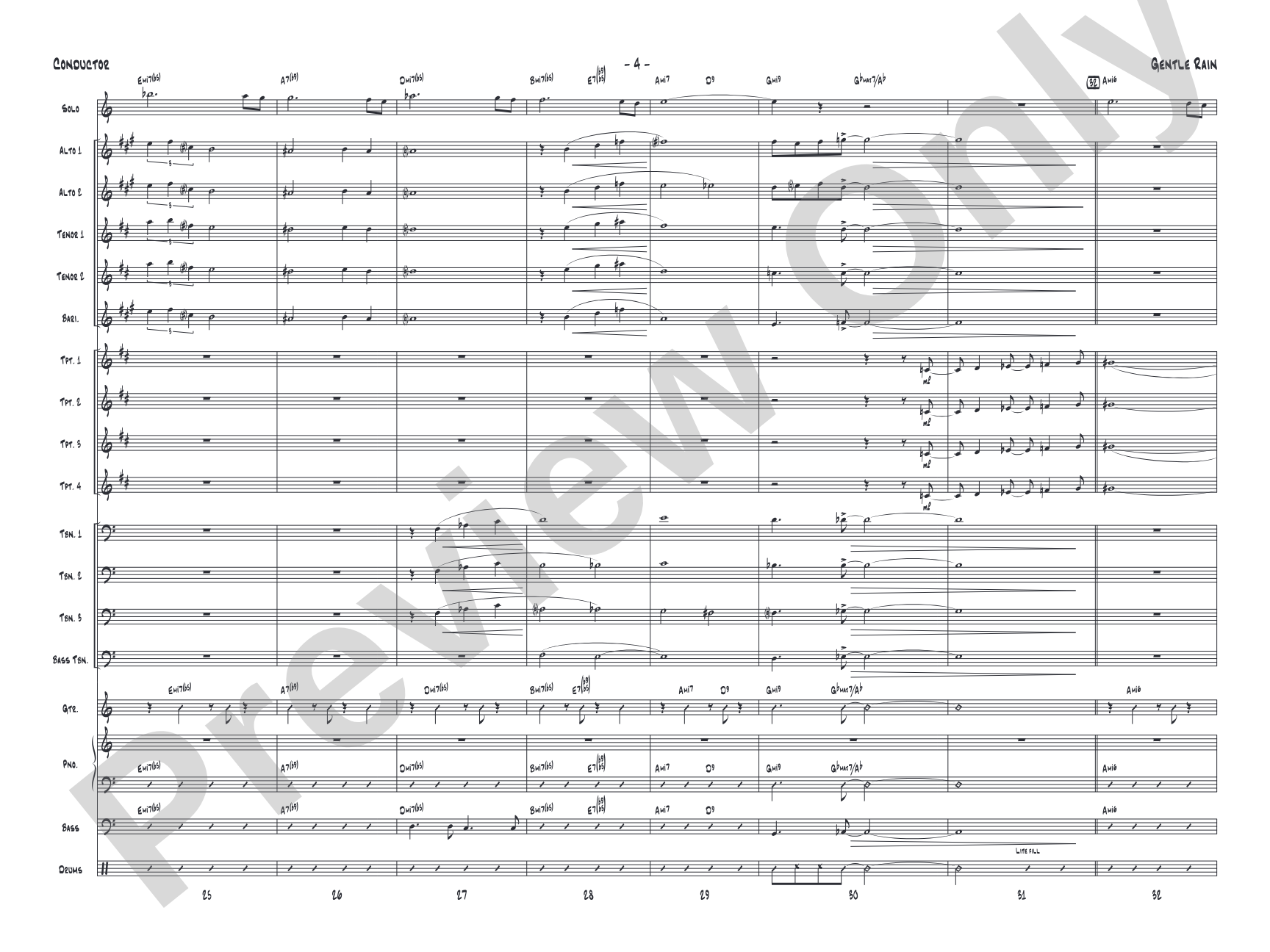 Gentle Rain: Jazz Ensemble Conductor Score & Parts