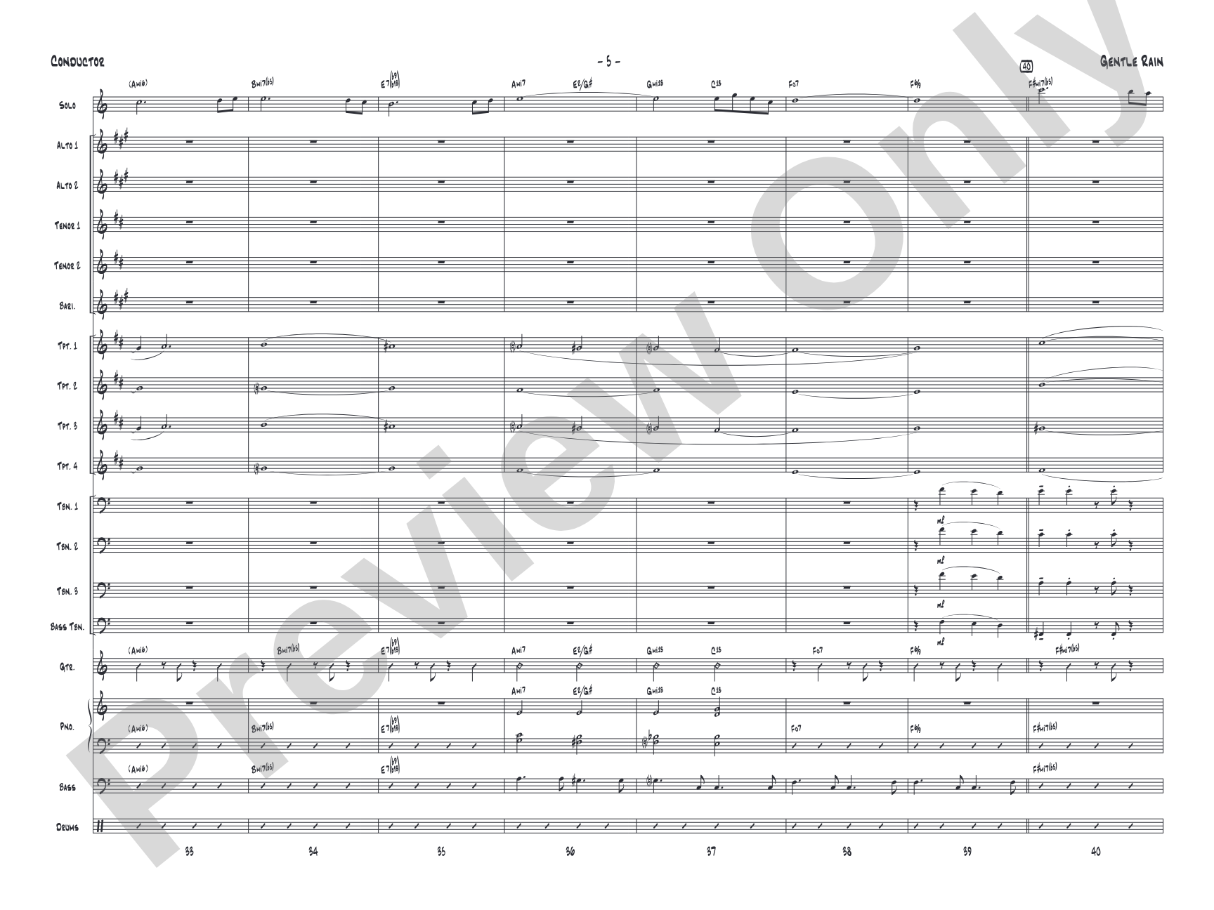 Gentle Rain: Jazz Ensemble Conductor Score & Parts