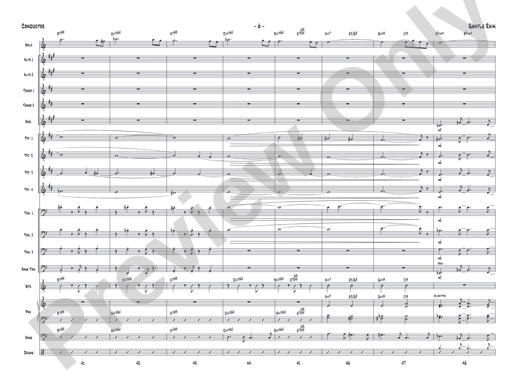 Gentle Rain: Jazz Ensemble Conductor Score & Parts