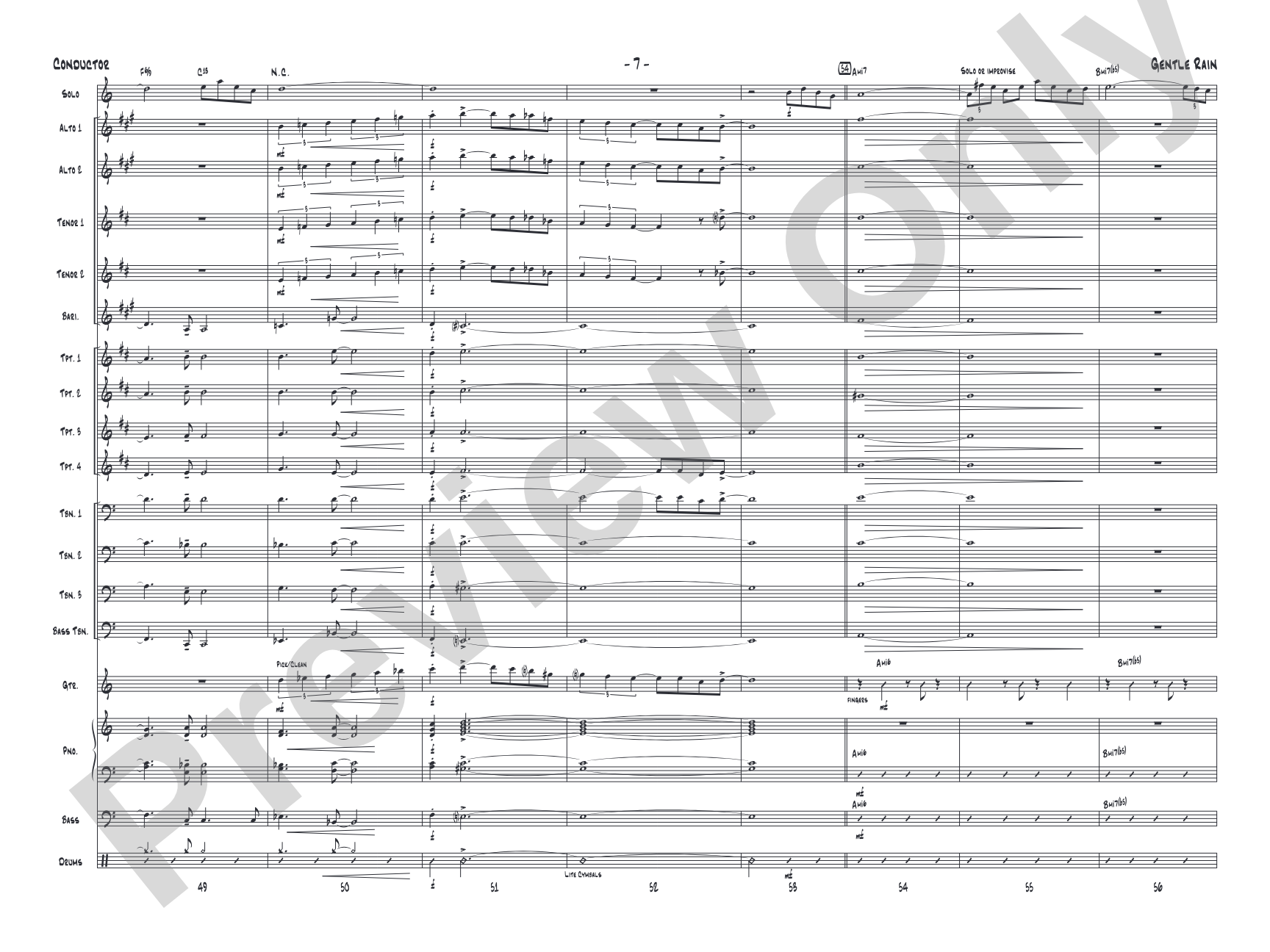 Gentle Rain: Jazz Ensemble Conductor Score & Parts