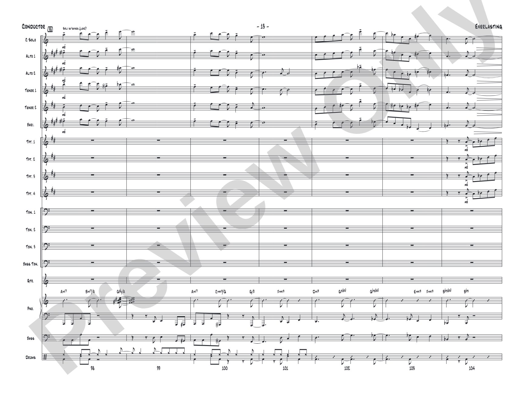 Everlasting: Jazz Ensemble Conductor Score & Parts