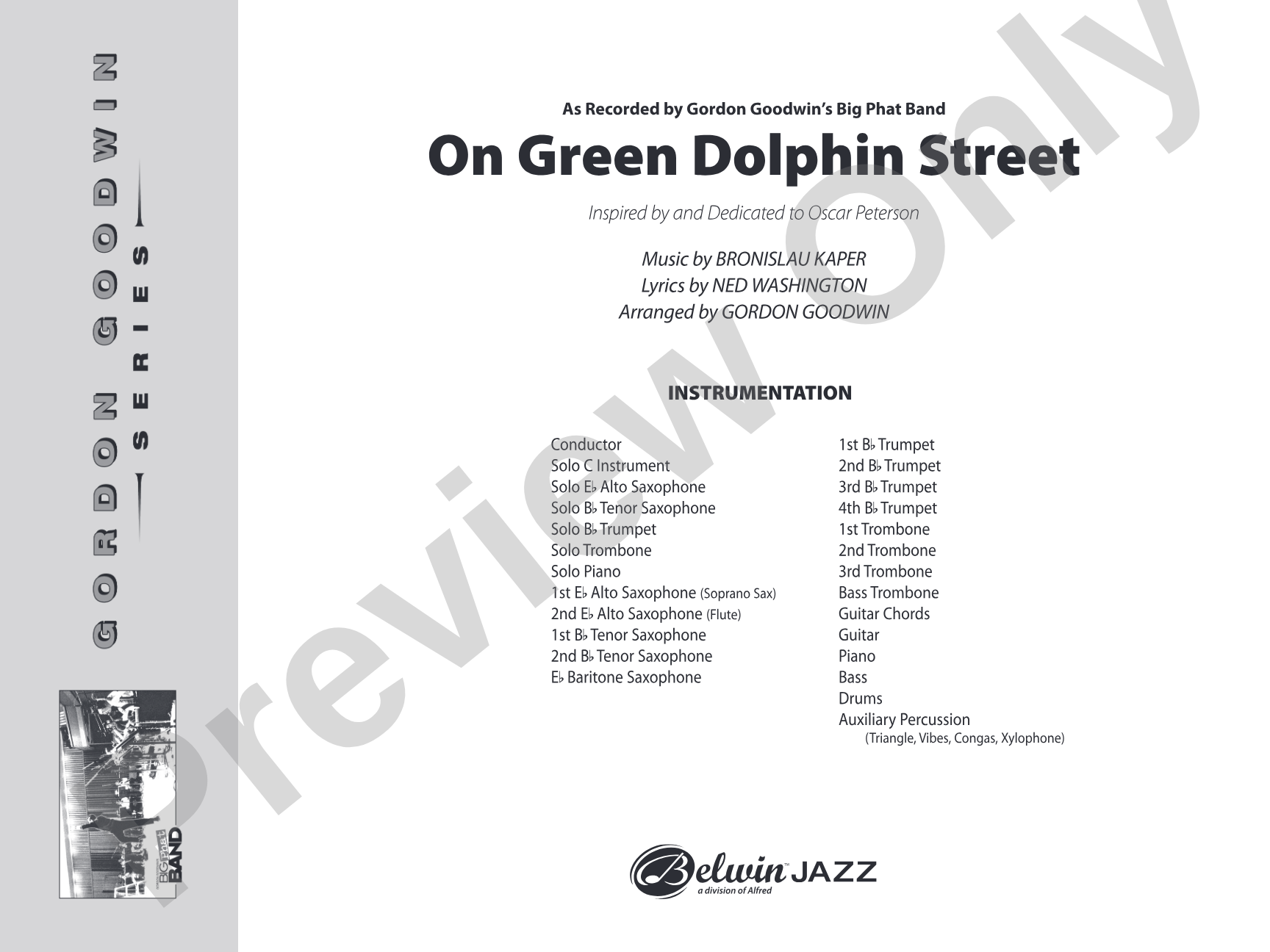 On Green Dolphin Street: Jazz Ensemble Conductor Score & Parts