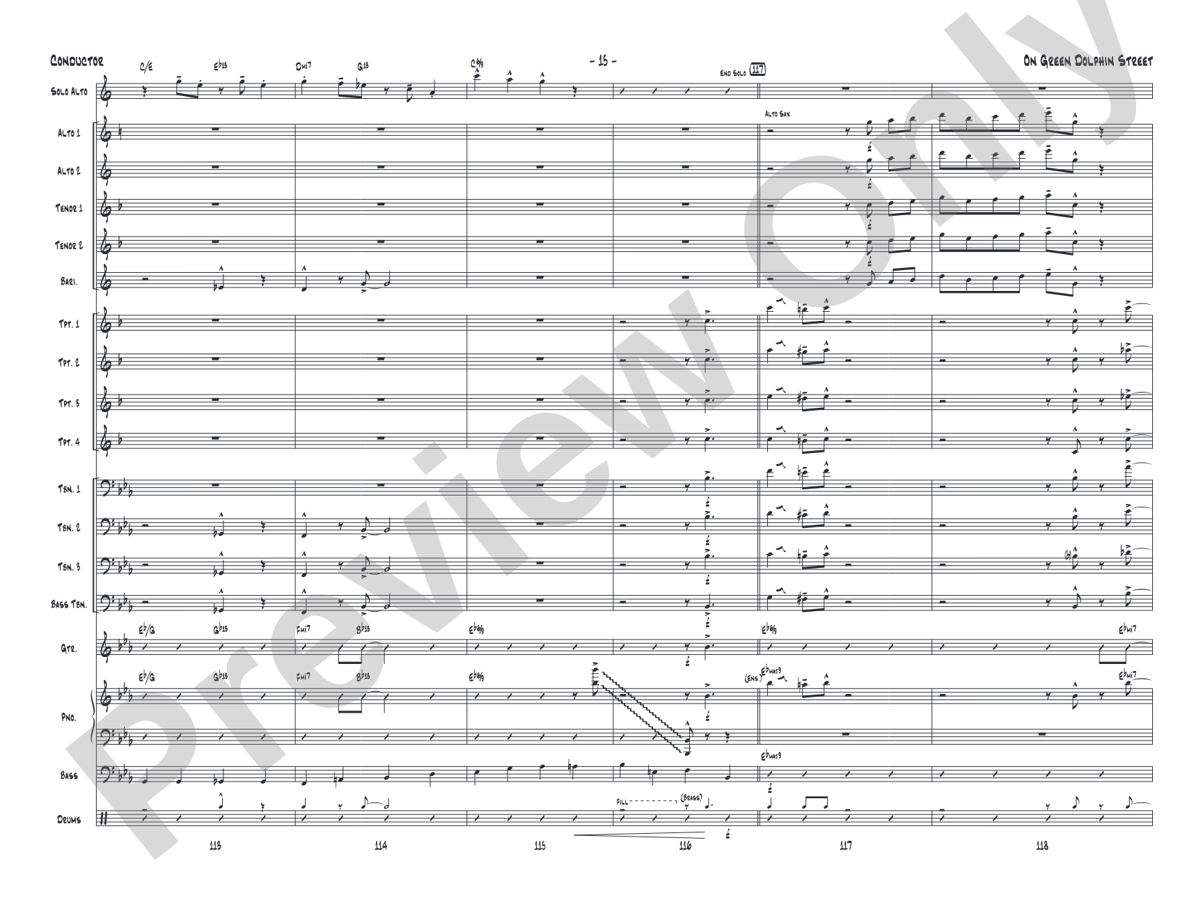 On Green Dolphin Street: Jazz Ensemble Conductor Score & Parts