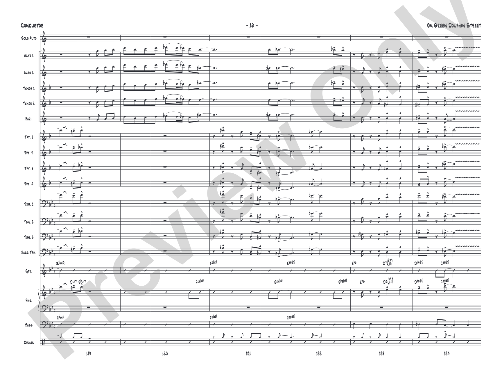 On Green Dolphin Street: Jazz Ensemble Conductor Score & Parts
