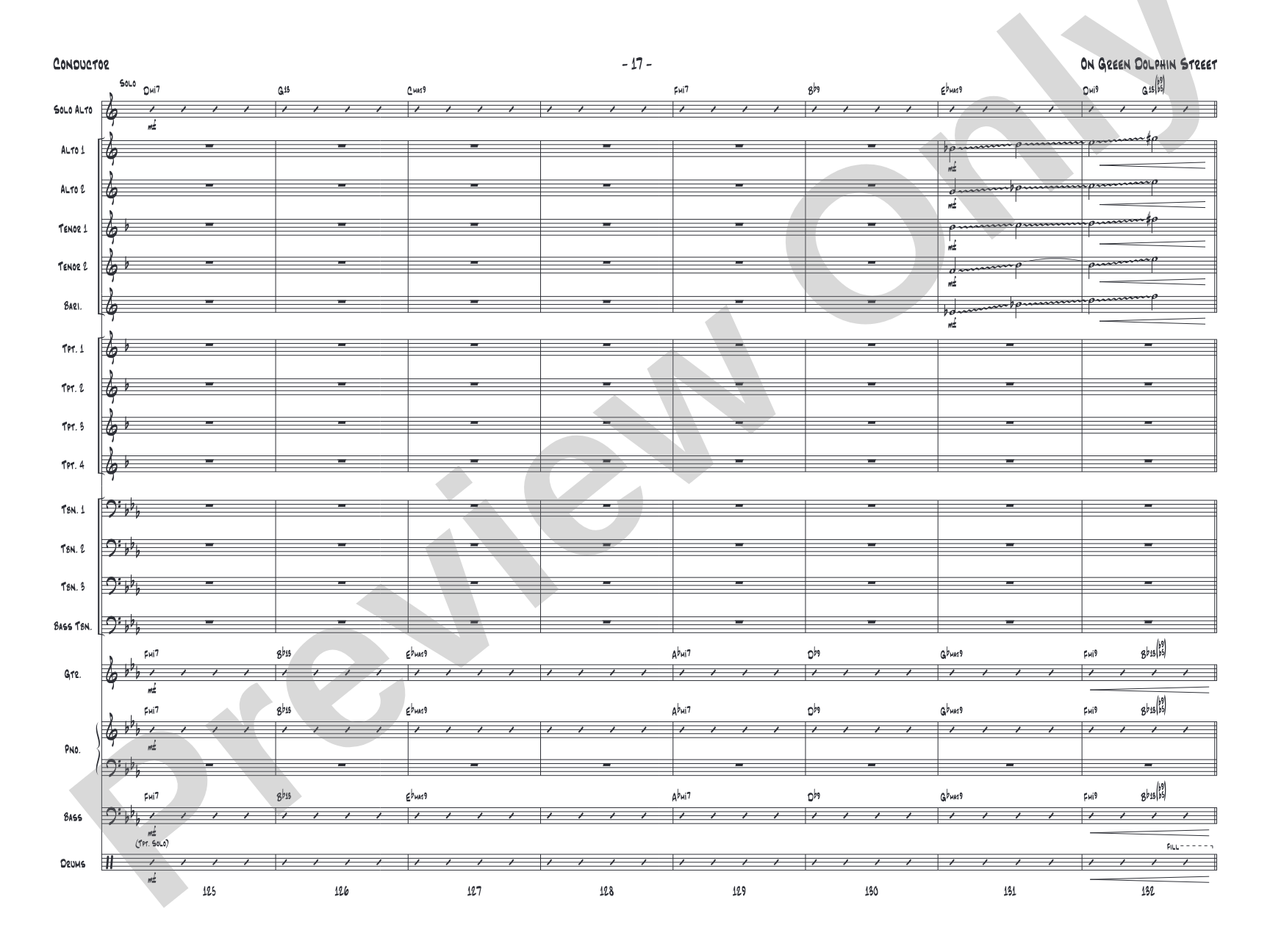 On Green Dolphin Street: Jazz Ensemble Conductor Score & Parts
