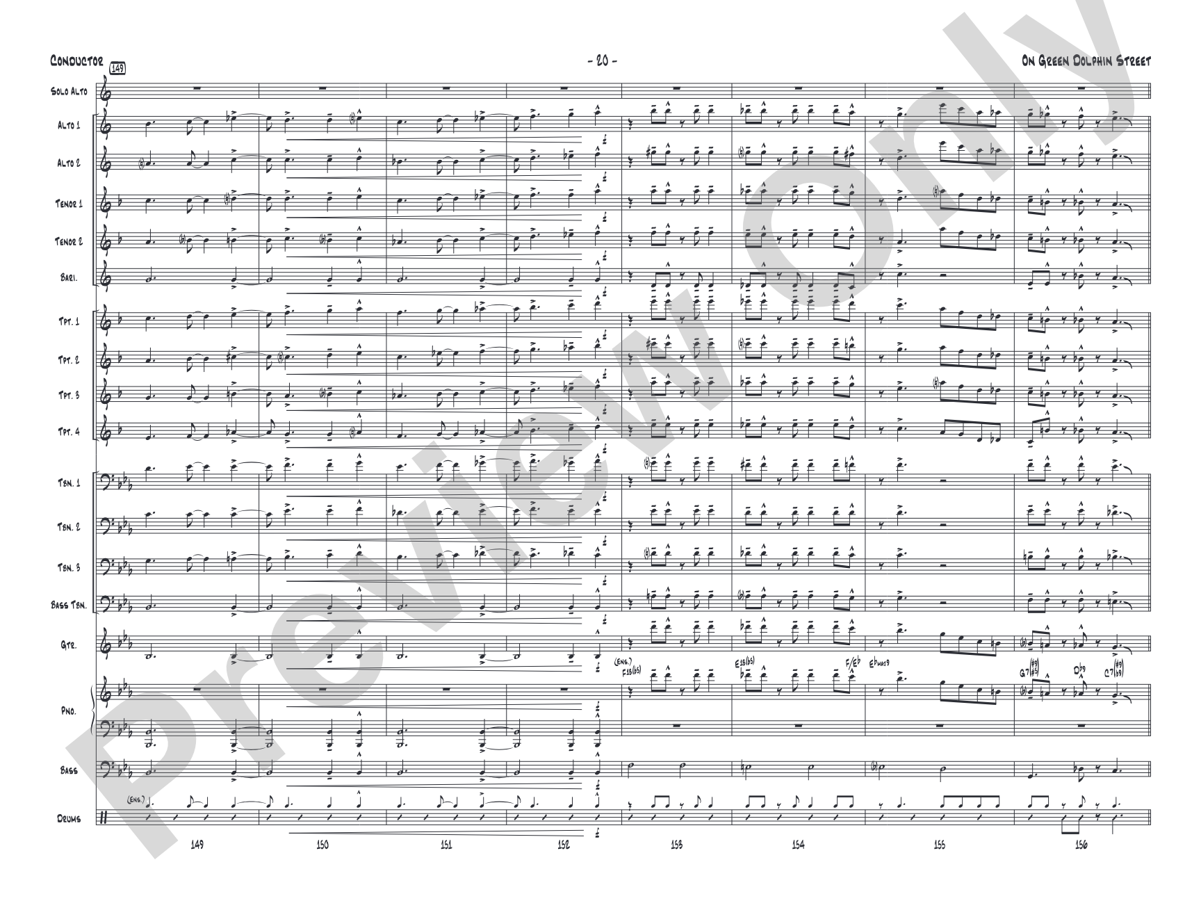 On Green Dolphin Street: Jazz Ensemble Conductor Score & Parts