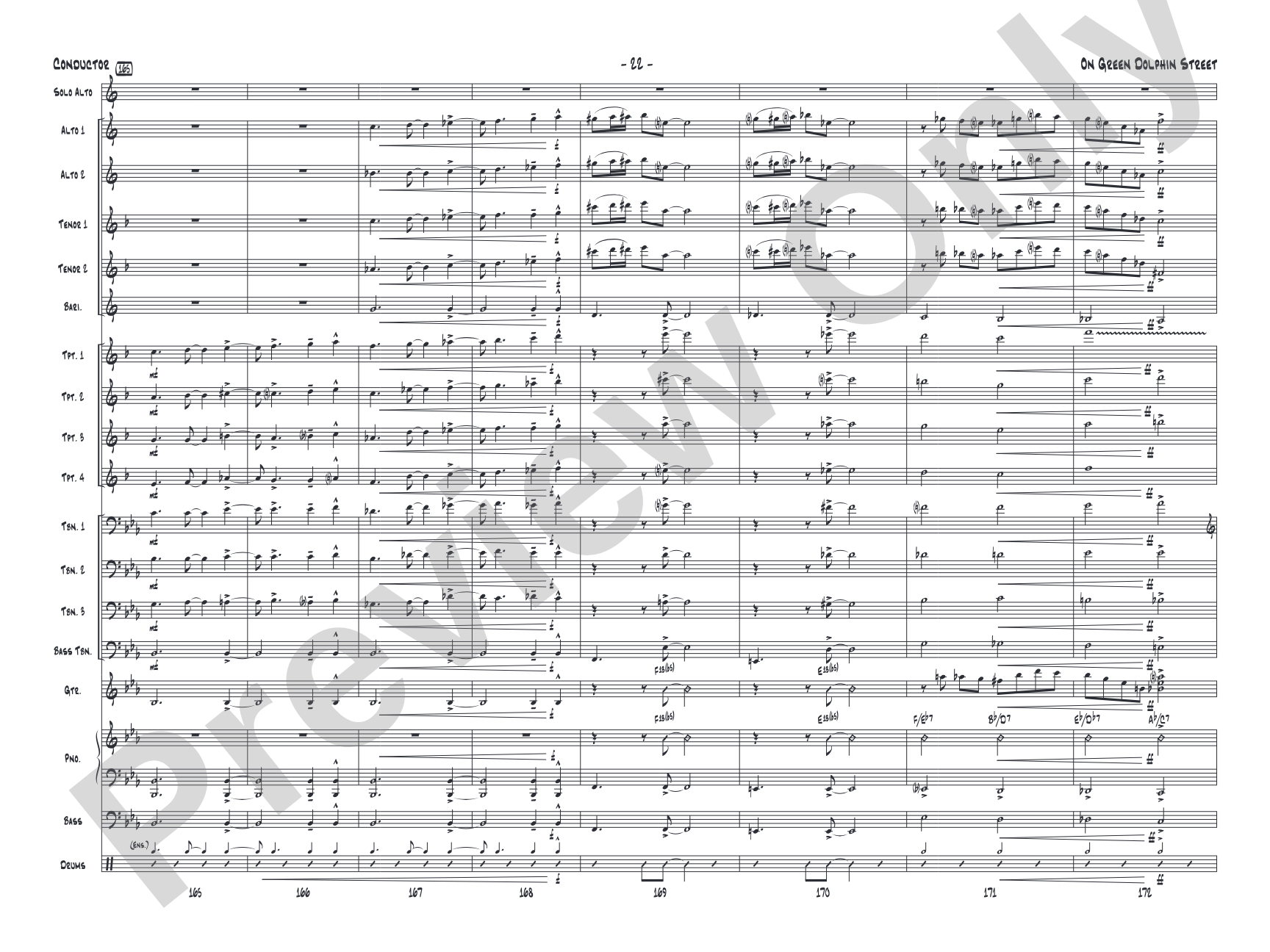 On Green Dolphin Street: Jazz Ensemble Conductor Score & Parts