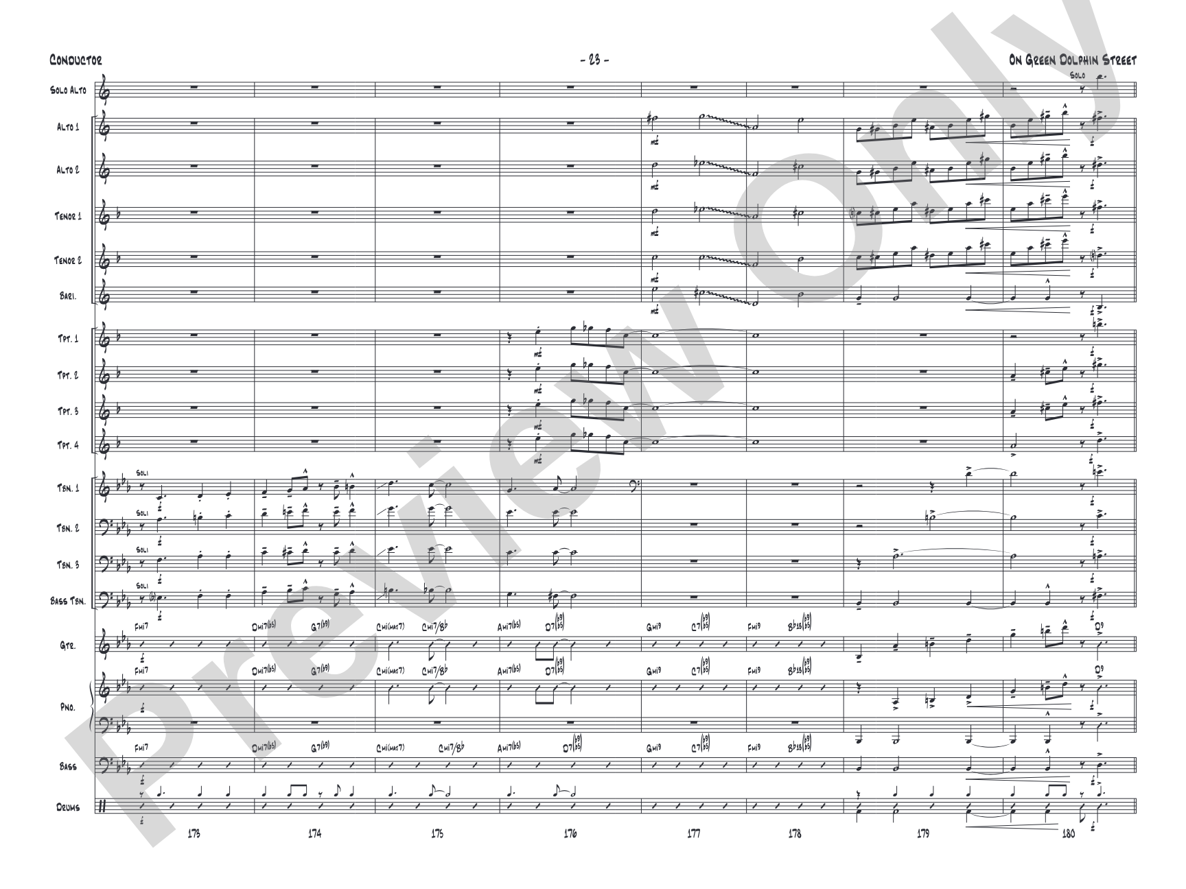 On Green Dolphin Street: Jazz Ensemble Conductor Score & Parts